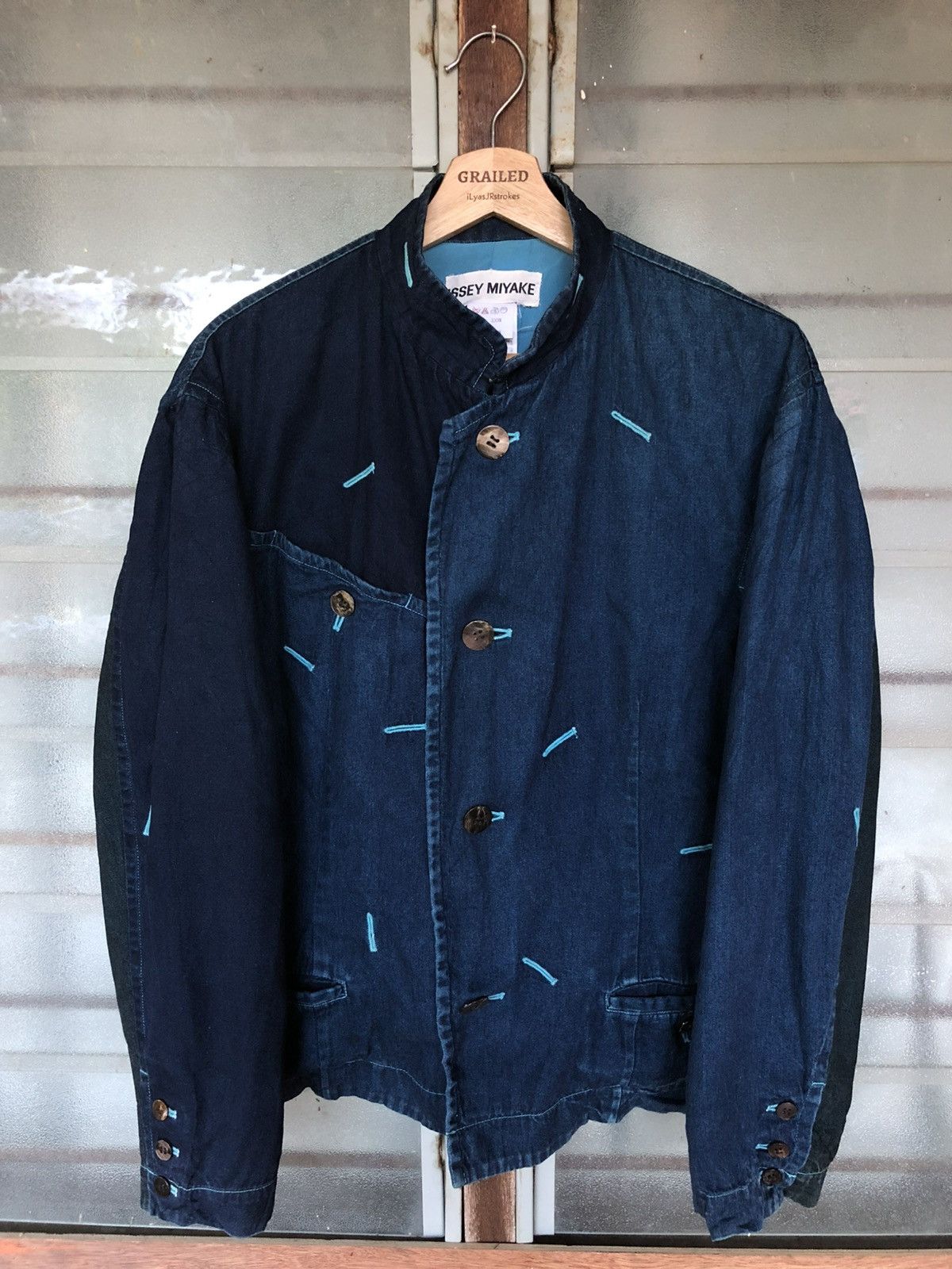 Issey Miyake Fall Winter 1993's Issey Miyake Chambre Denim Jacket Size US L / EU 52-54 / 3 - 3 Thumbnail