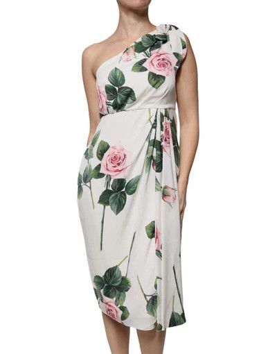 Dolce & Gabbana o1y0825 One-Shoulder Midi Dress in Multicolor Size XS / US 0-2 / IT 36-38 - 4 Thumbnail