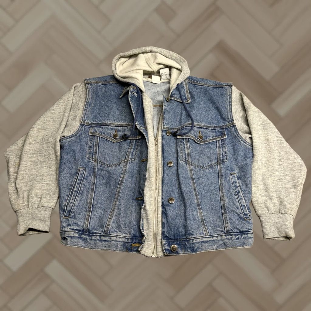 Denime VINTAGE Seruchi Denim Hoodie Combo Jacket Trucker Biker Punk Hooded Zip Up Size S Blue Mens Size US S / EU 44-46 / 1 - 1 Thumbnail