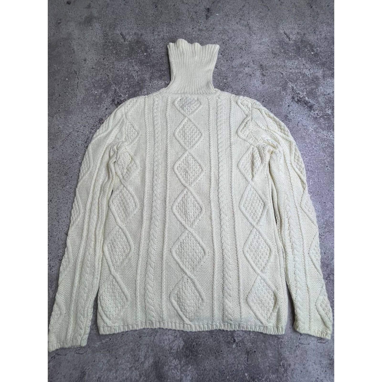 Eddie Bauer Vintage Eddie Bauer White Cable Knit Turtleneck Sweater M Size US M / EU 48-50 / 2 - 5 Thumbnail