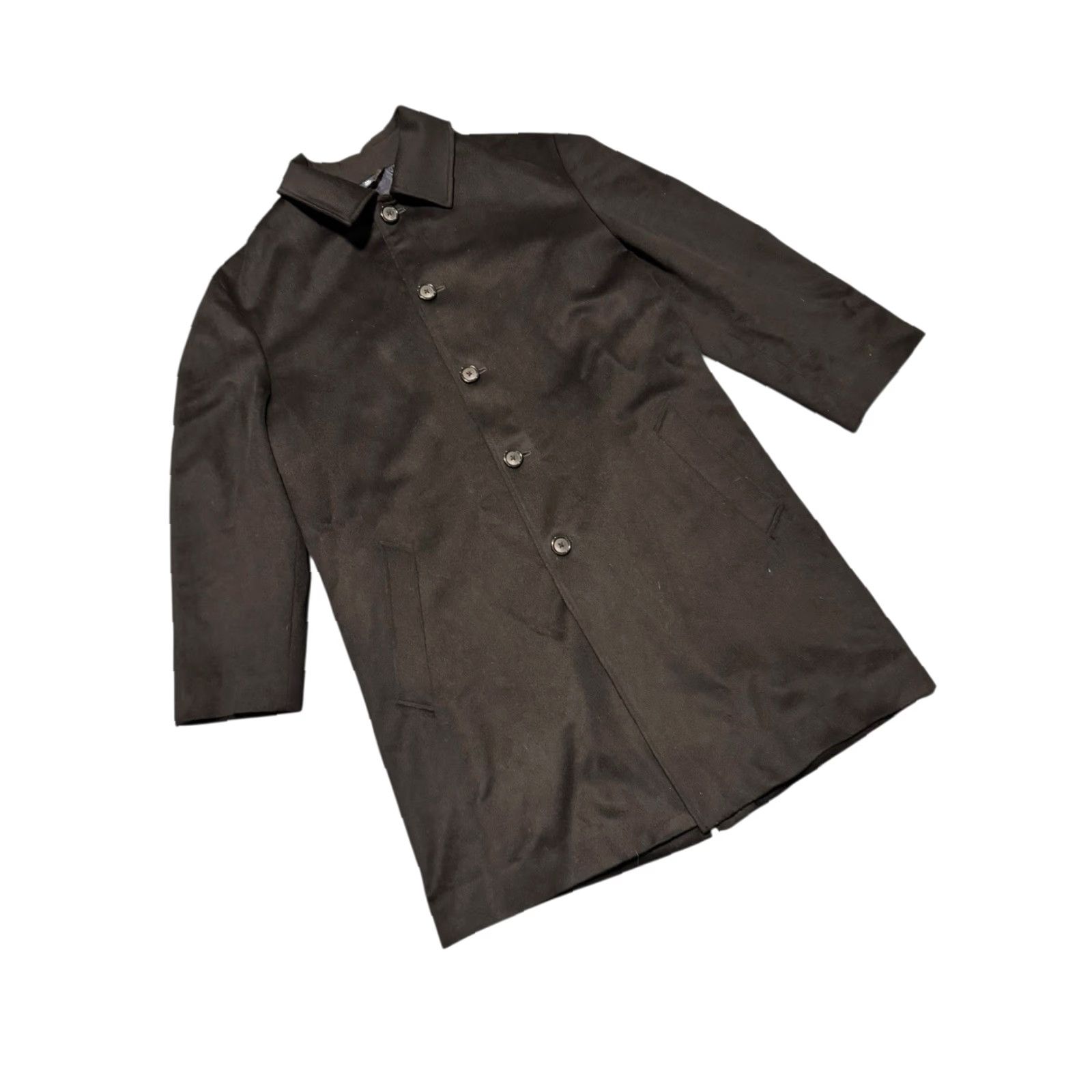 Vintage Turnbury Loro Piana Storm System Mens 42L Black Overcoat Trench Jacket Fleece Coat Wool Regular Long Solid Pattern Dress/Workwear Size US XS / EU 42 / 0 - 3 Thumbnail