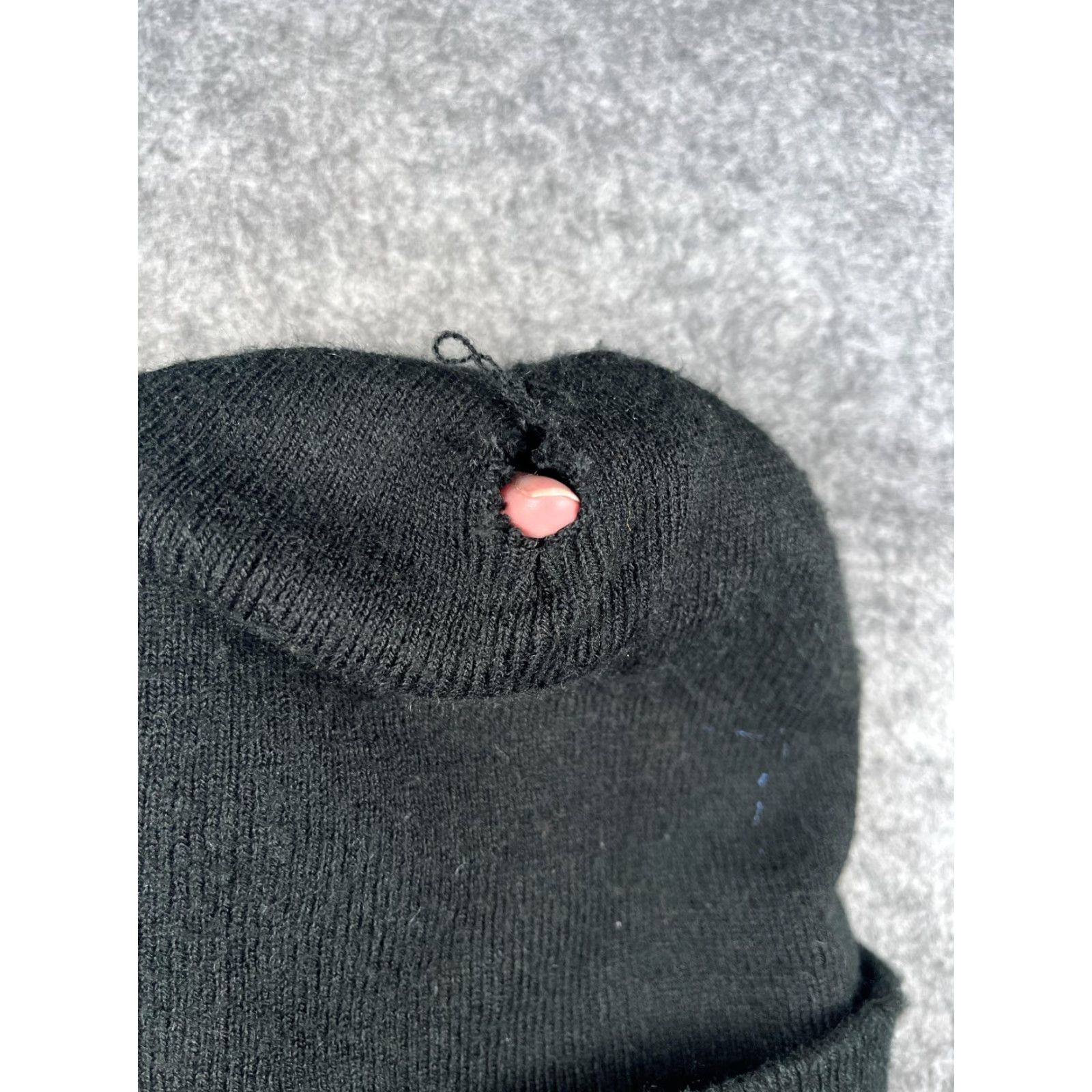 Vintage Knit Hat Beanie Mens One Size Black Red A VC Logo Stretch Cuffed Winter Size ONE SIZE - 5 Thumbnail