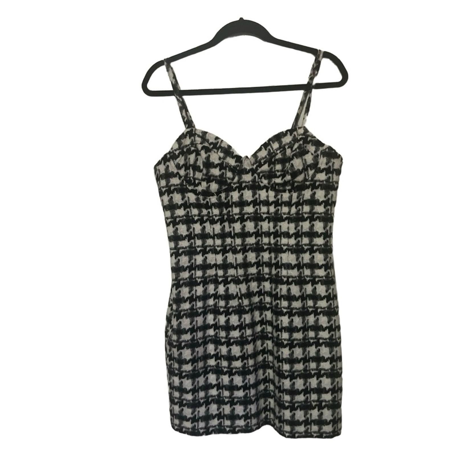Forever 21 FOREVER 21 Mini Dress L Black White Houndstooth Sweetheart Size L / US 10 / IT 46 - 2 Thumbnail