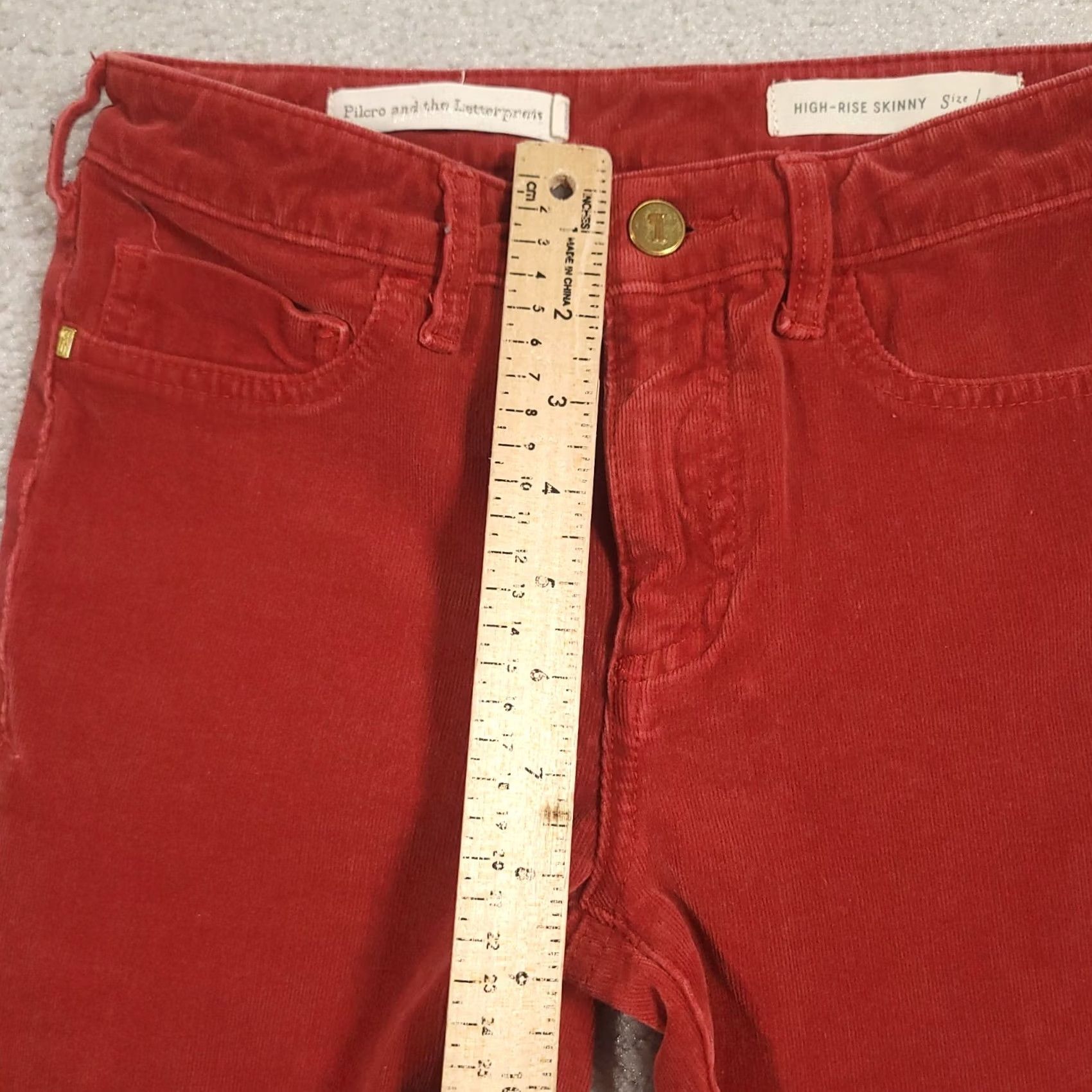 Vintage Pilcro And The Letterpress High Rise Skinny Corduroy Pants Womens 26 Red Size 26" / US 2 / IT 38 - 7 Thumbnail