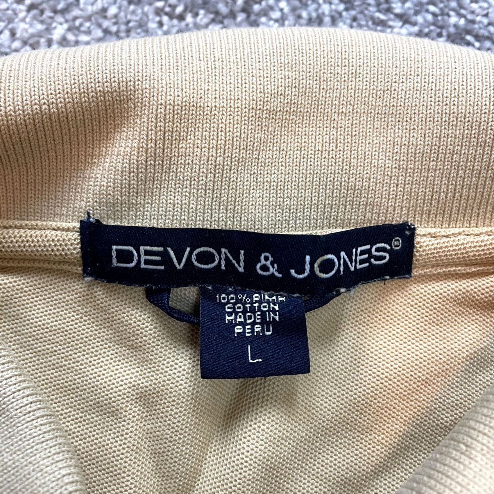 Vintage Devon & Jones Polo Shirt Mens Large Brown Beige Deptford Spartan Marching Band Shirt Knit Short Sleeve Casual Size US L / EU 52-54 / 3 - 4 Thumbnail
