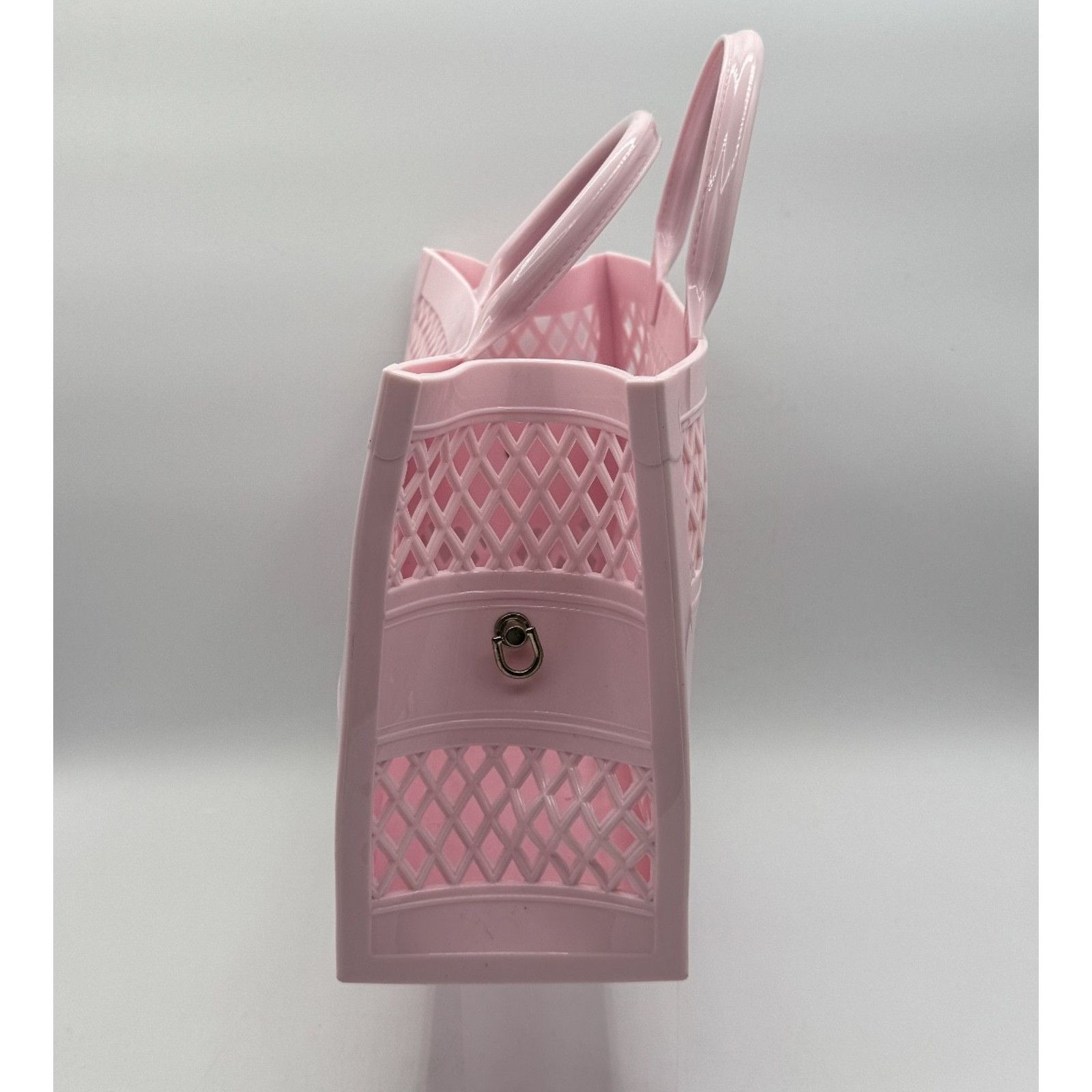 Other Womens Double Handles Pink Plastic Tote Bag w/ Strap Hooks Size ONE SIZE - 5 Thumbnail