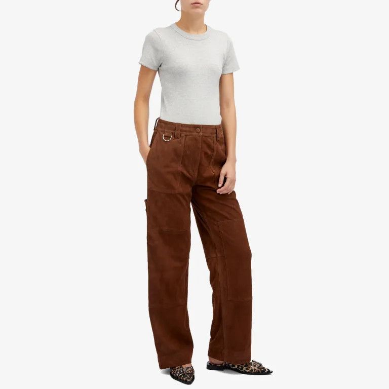 Saks Potts o1s22i1n0924 Suede Leather Workwear Pant in Brown Size 28" / US 6 / IT 42 - 4 Thumbnail