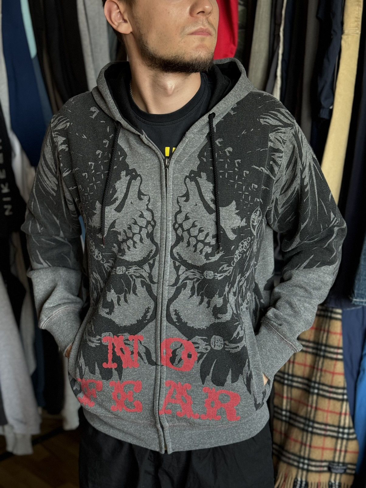 No Fear NO FEAR SKULL ZIP UP HOODIE VINTAGE FULL PRINTED Y2K Size US L / EU 52-54 / 3 - 3 Thumbnail
