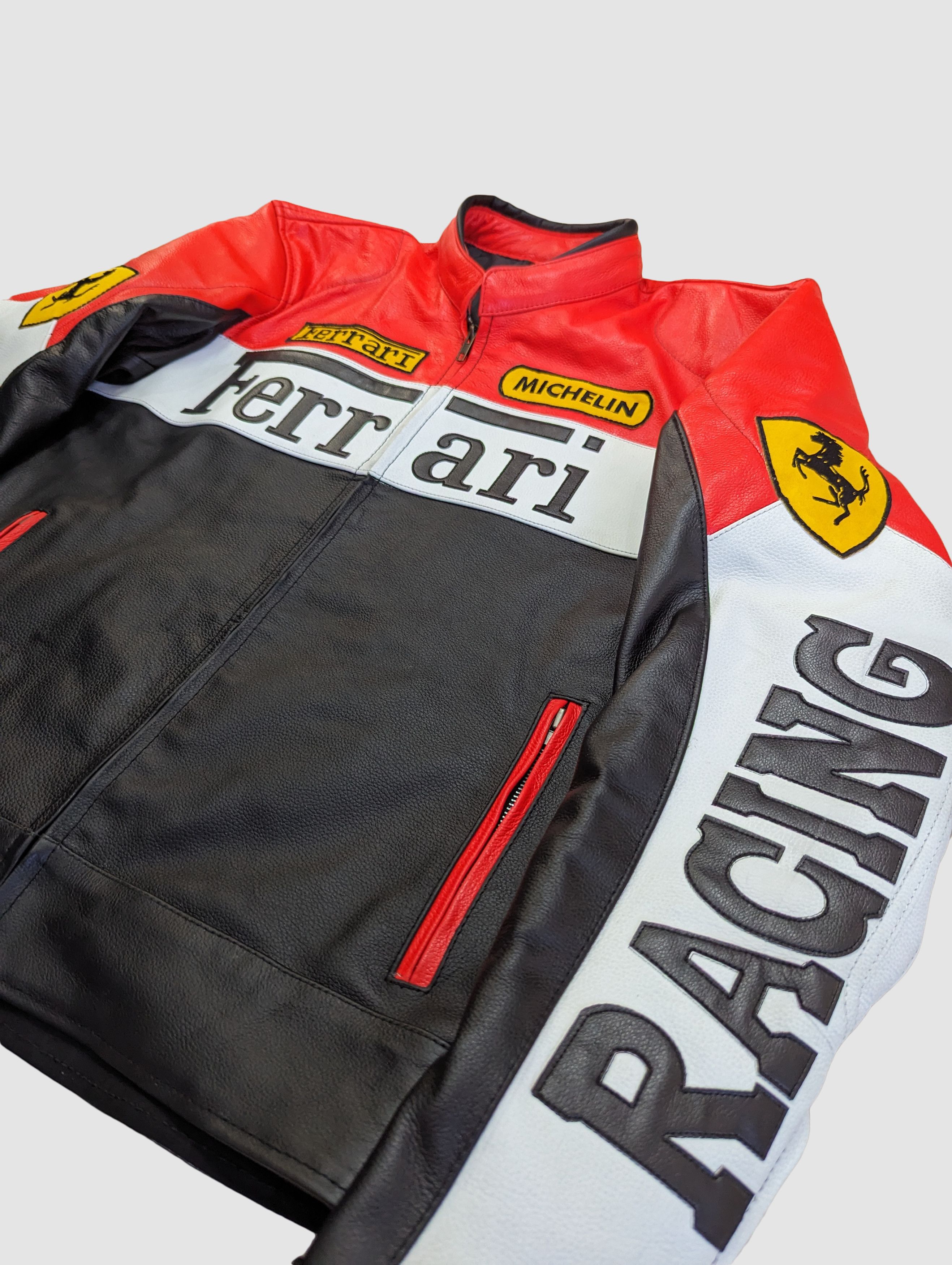 Ferrari 🔥 FERRARI 90s LEATHER JACKET RACING STREETWEAR ''L'' Size US L / EU 52-54 / 3 - 6 Thumbnail