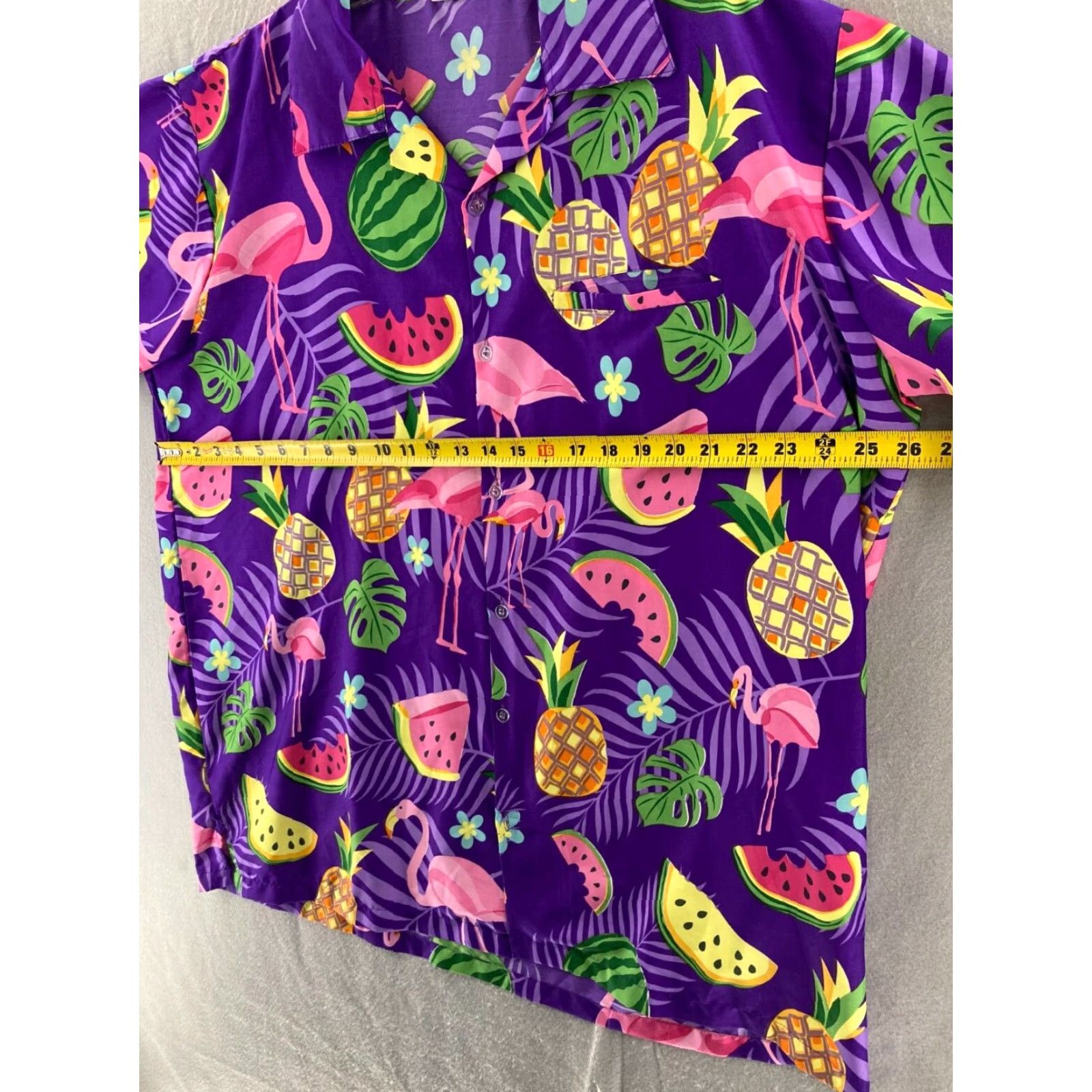 Vintage King Kameha Hawaiian Tropical Shirt Mens 2XL Purple AOP Flamingos Fruit Size US XXL / EU 58 / 5 - 2 Thumbnail