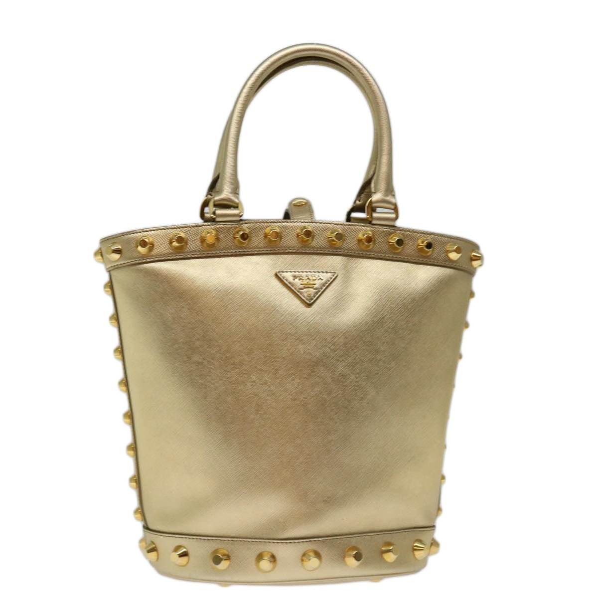Saffiano Gold Leather Handbag (Pre-Owned)