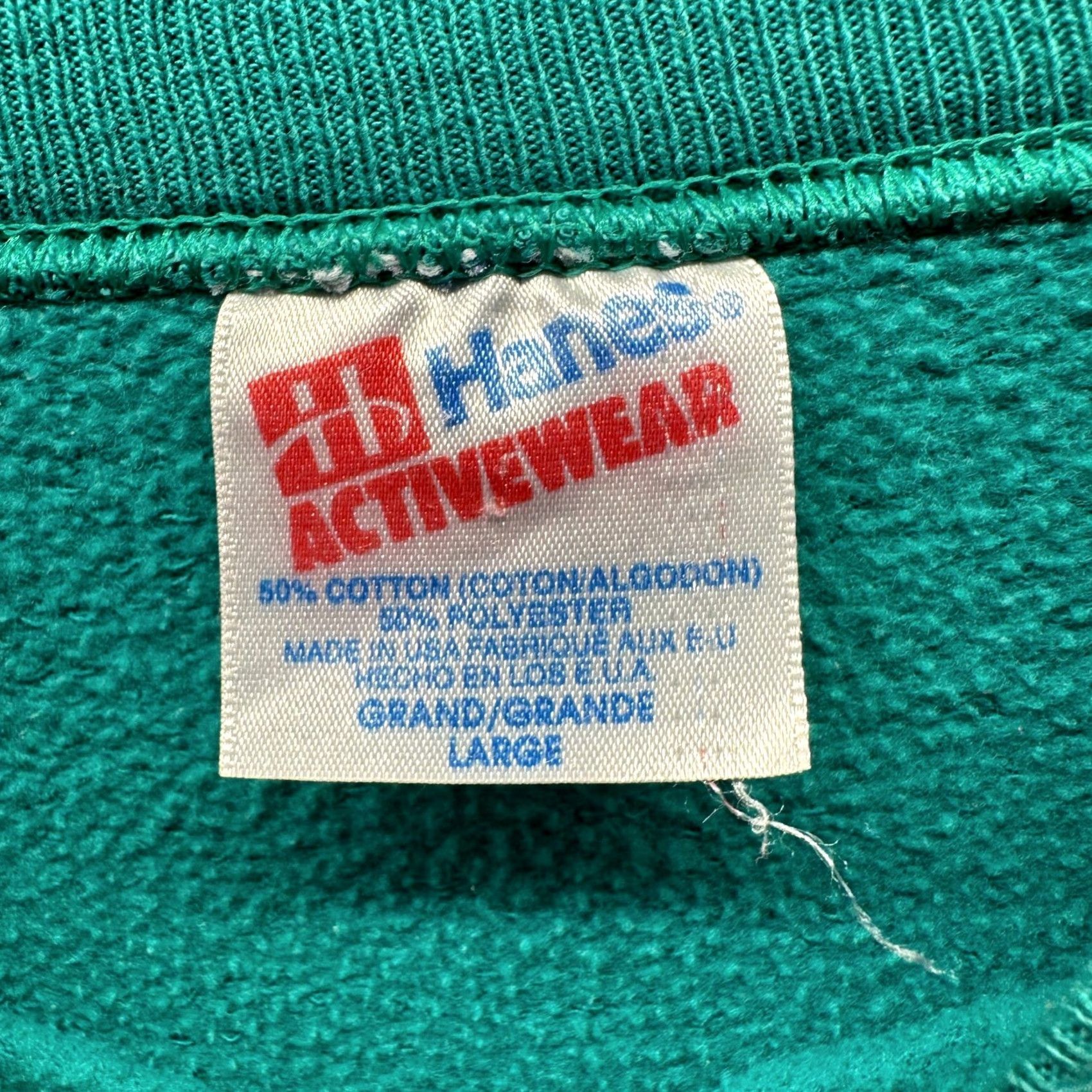 Hanes VINTAGE Hanes Sweater Womens Large Blue Green Embroidery Patch Crew Neck Long Sleeve Cable-Knit Pullover Lightweight Wool-Free Size L / US 10 / IT 46 - 4 Thumbnail