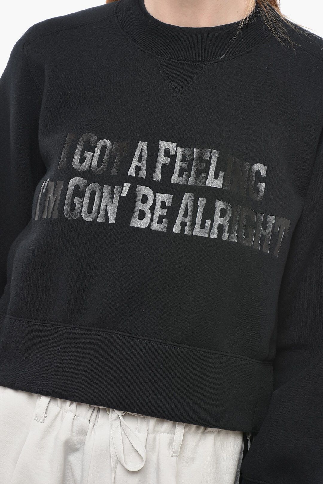 Sacai og1mm0724 Cropped Fit Sweatshirt in Black Size S / US 4 / IT 40 - 3 Thumbnail