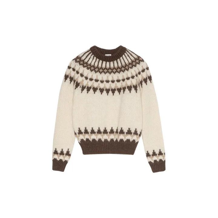 Saint Laurent Paris Saint Laurent Beige Striped Knit Sweater Size US L / EU 52-54 / 3 - 1 Thumbnail