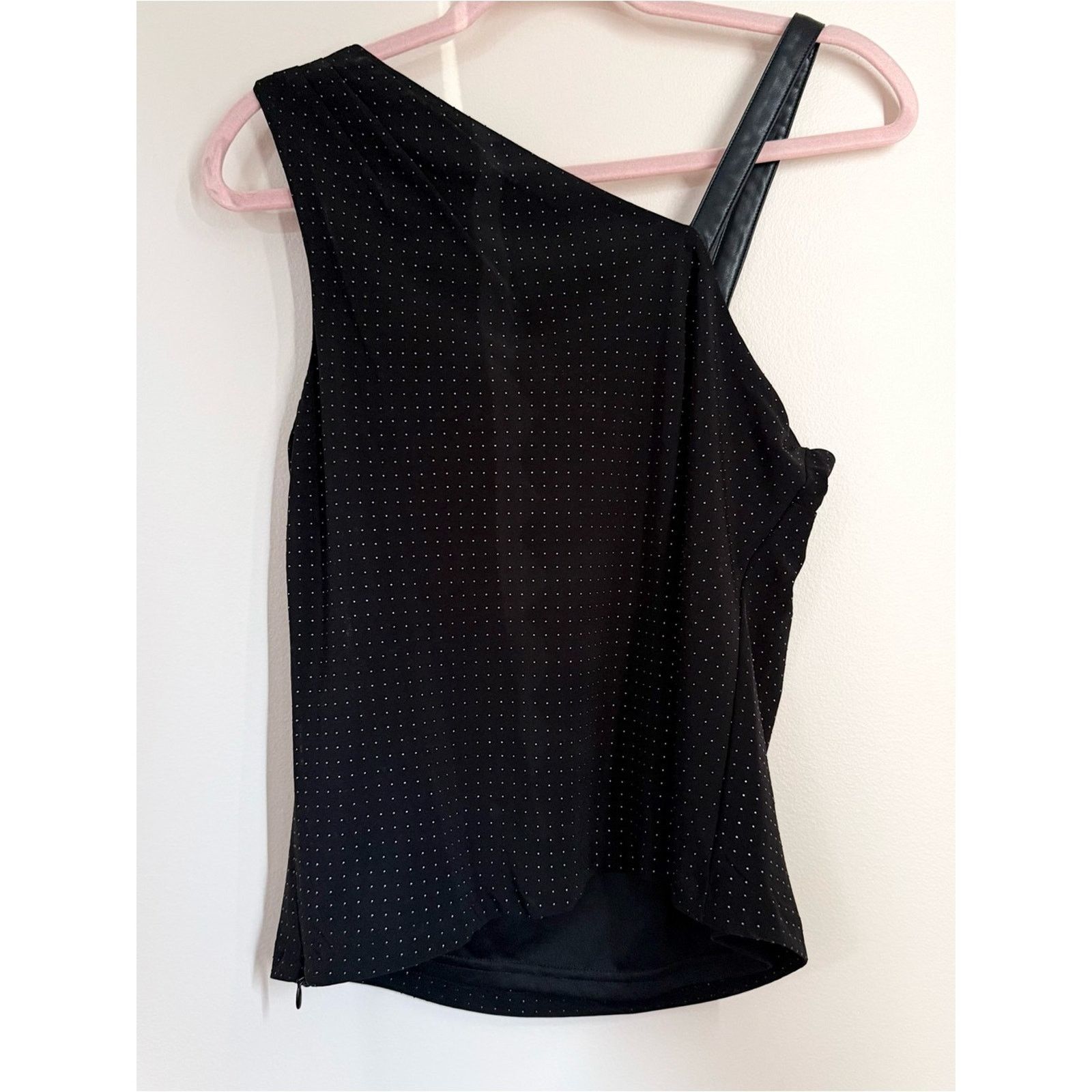DKNY DKNY Black Studded Top with Faux Leather Strap Size Small Size S / US 4 / IT 40 - 5 Thumbnail