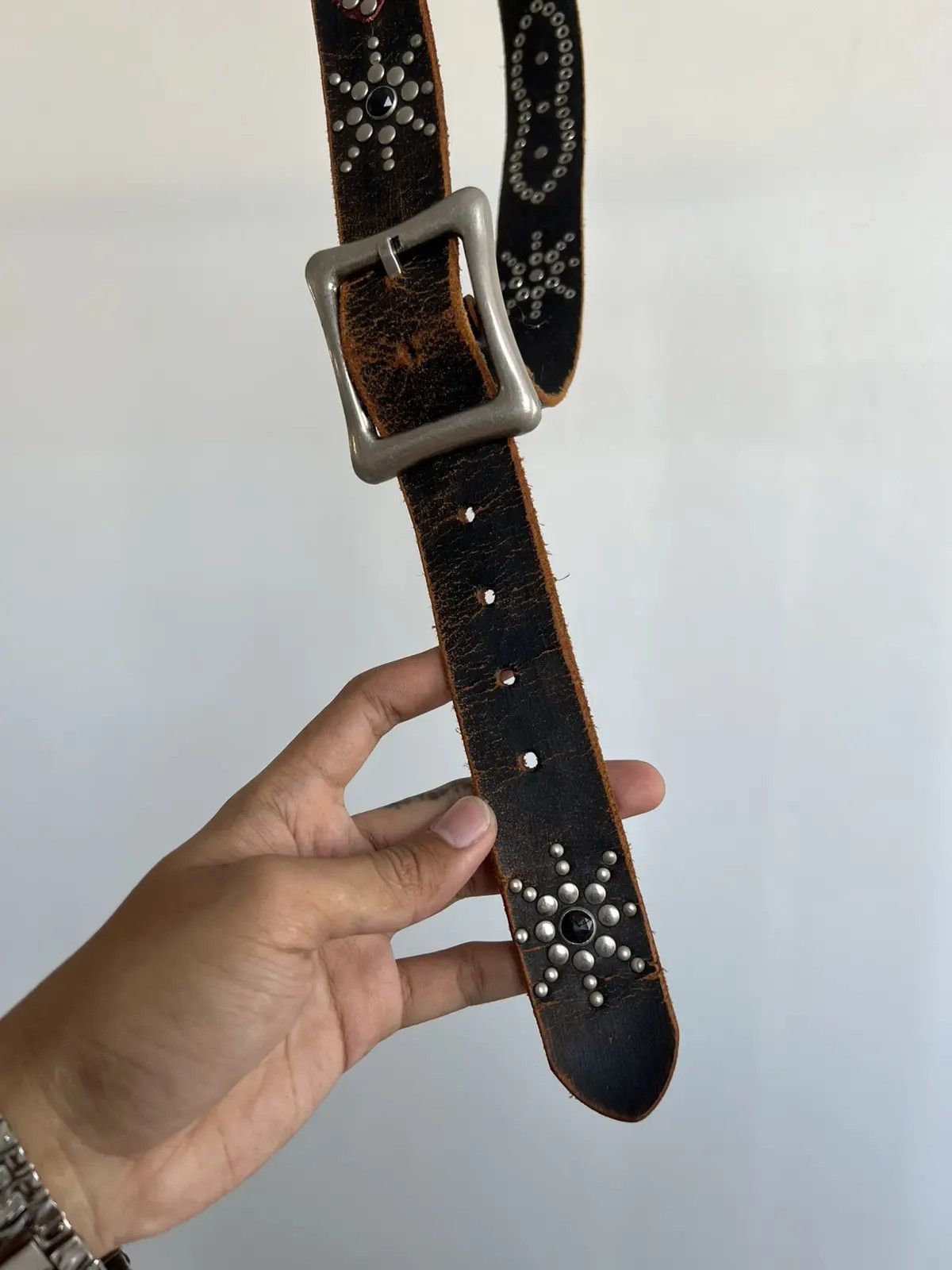 Vintage Vintage Studded Leather Belt Size 32 - 7 Thumbnail