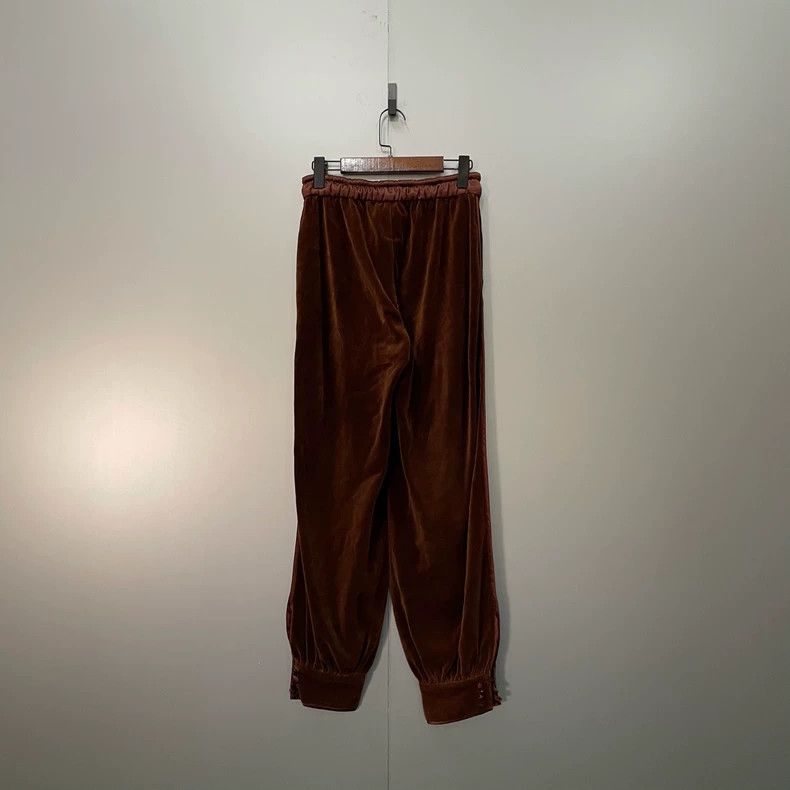 Gucci Gucci Size S Brown velvet embroidered logo trousers S size Size US 29 - 3 Thumbnail