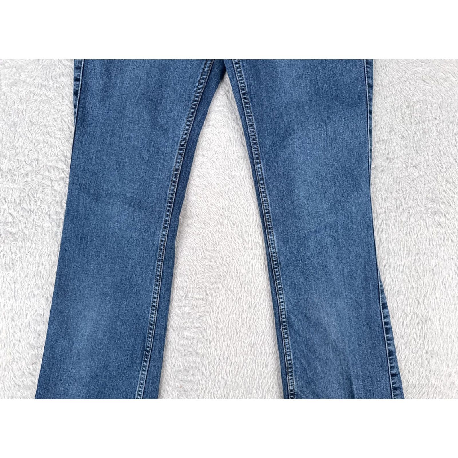 Lee Lee Jeans Women Blue Denim Slim Bootcut 28x30 Mid Rise Cotton 5-Pocket Zipper Distressed Regular 30" Inseam Jeans Mens? Size 28" / US 6 / IT 42 - 3 Thumbnail