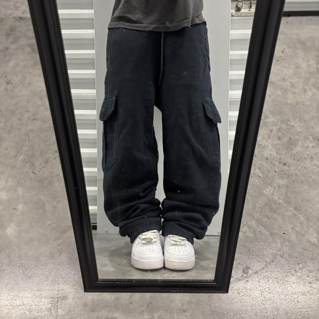 Japanese Brand × Vintage Crazy Vintage Y2K/2000s Black Streetwear Skater Essential Cargo Sweatpants! Size US 32 / EU 48 - 1 Thumbnail