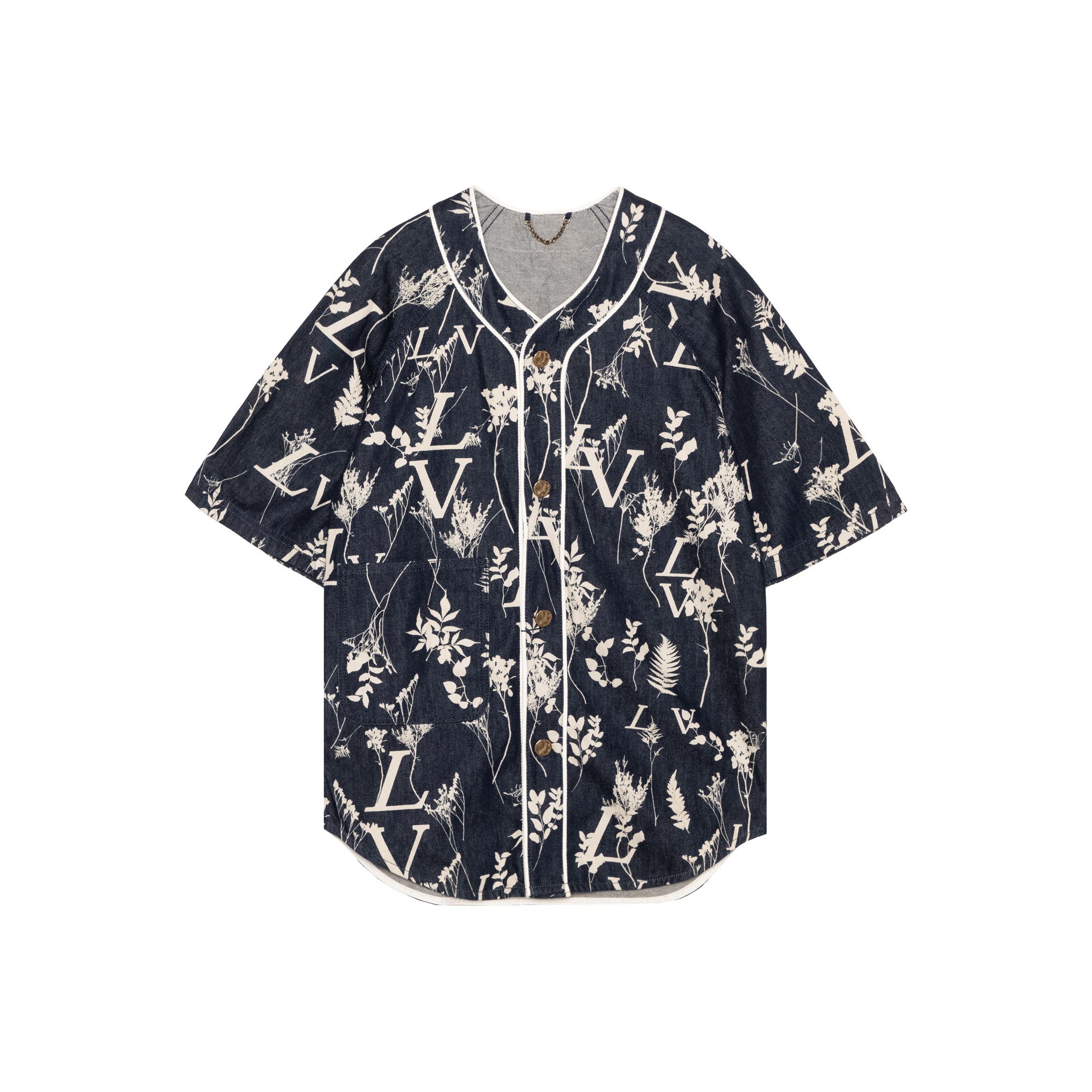 Louis Vuitton Louis Vuitton Leaf Print Denim Baseball Shirt Size L Size US L / EU 52-54 / 3 - 1 Thumbnail