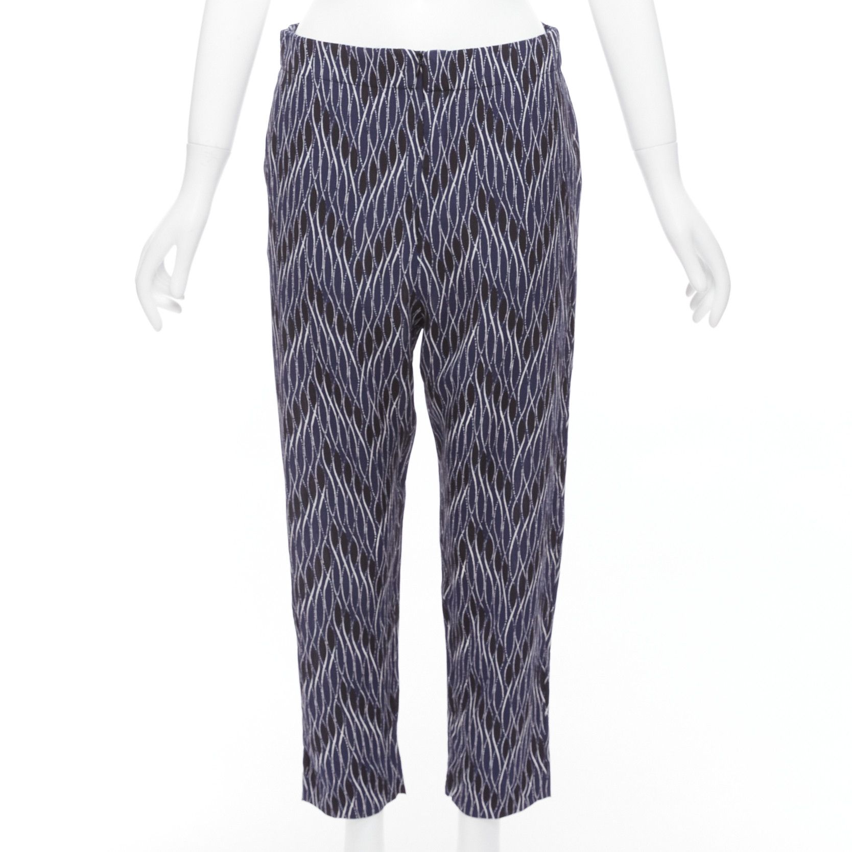 Marni MARNI navy black geometric pattern print elastic waist crop pants IT40 S Size 27" / US 4 / IT 40 - 1 Thumbnail