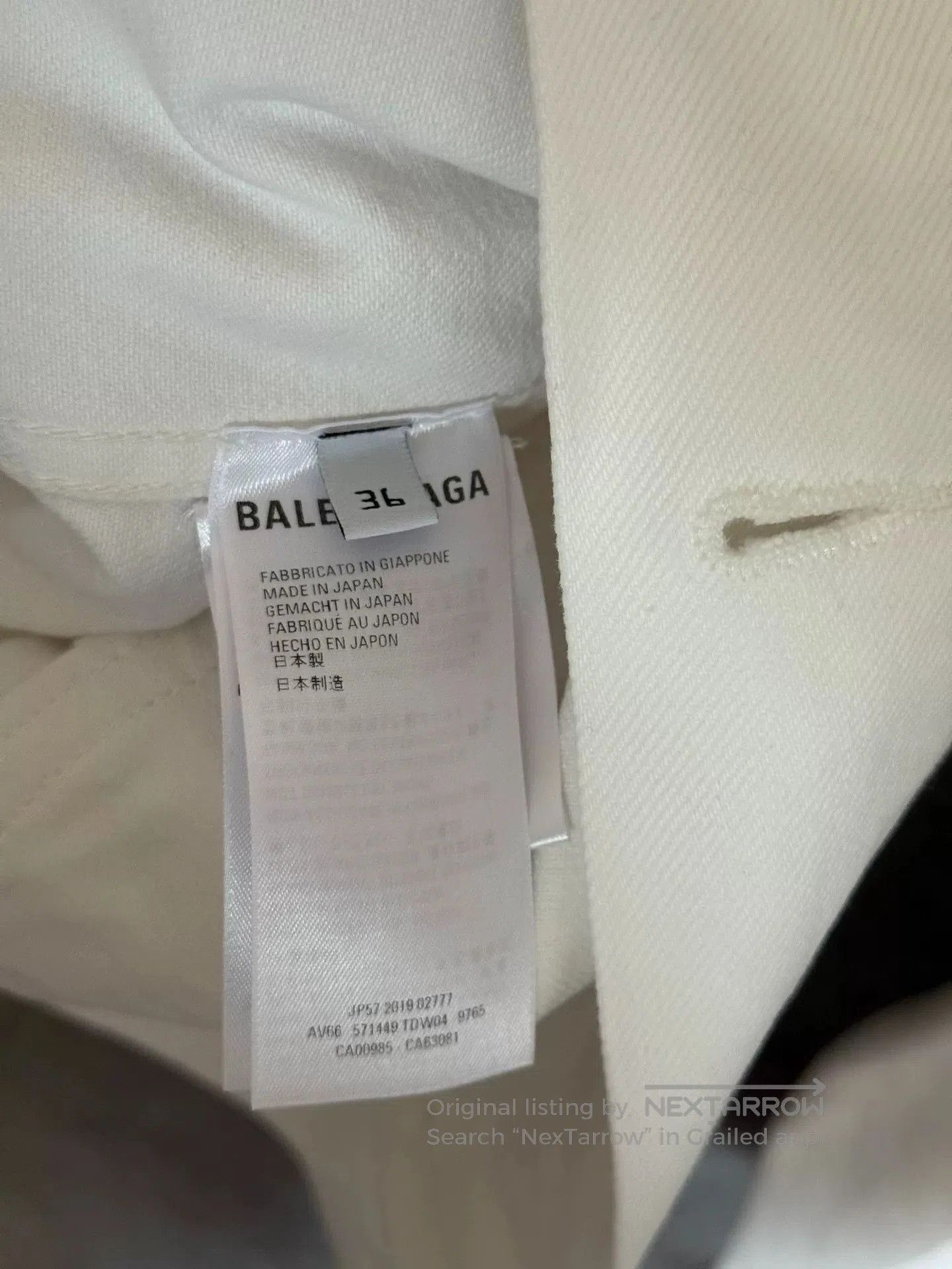 Balenciaga Balenciaga White Denim Jacket with Logo. Size US S / EU 44-46 / 1 - 4 Thumbnail