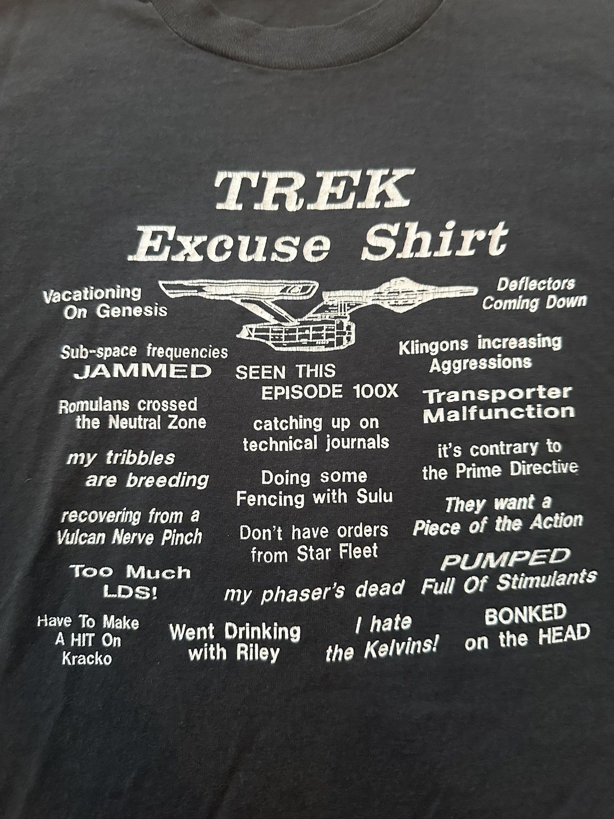Rare Vintage Star Trek Excuse Shirt Single Stitch Small