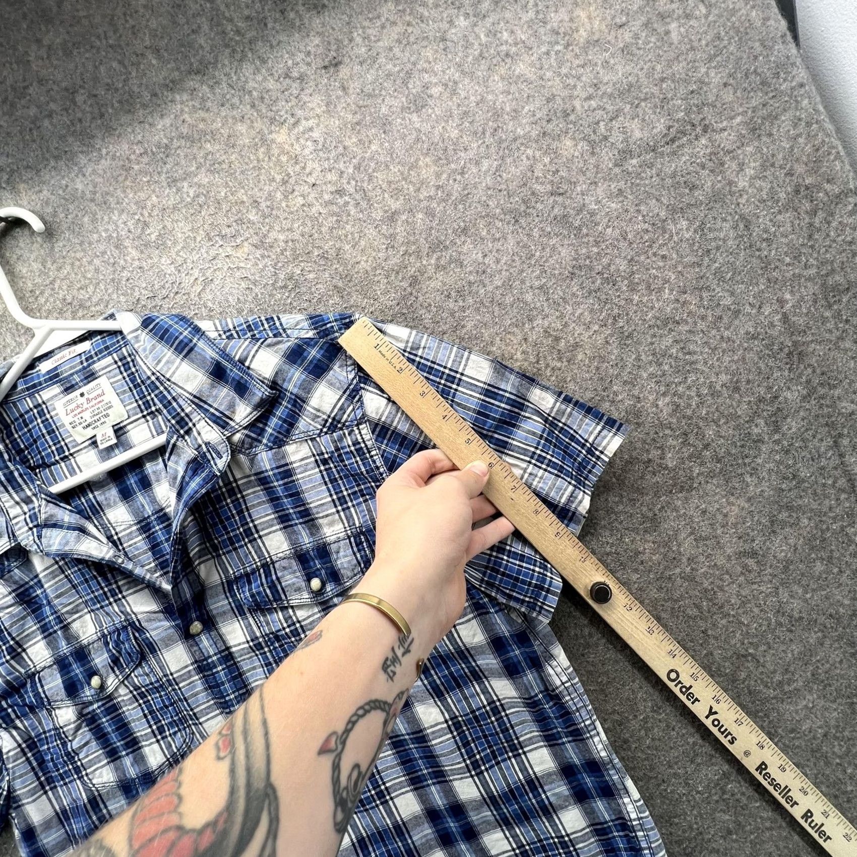 Lucky Brand Lucky Brand Shirt Mens Medium Blue Plaid Short Sleeve Western Snap Casual Woven Size US M / EU 48-50 / 2 - 4 Thumbnail