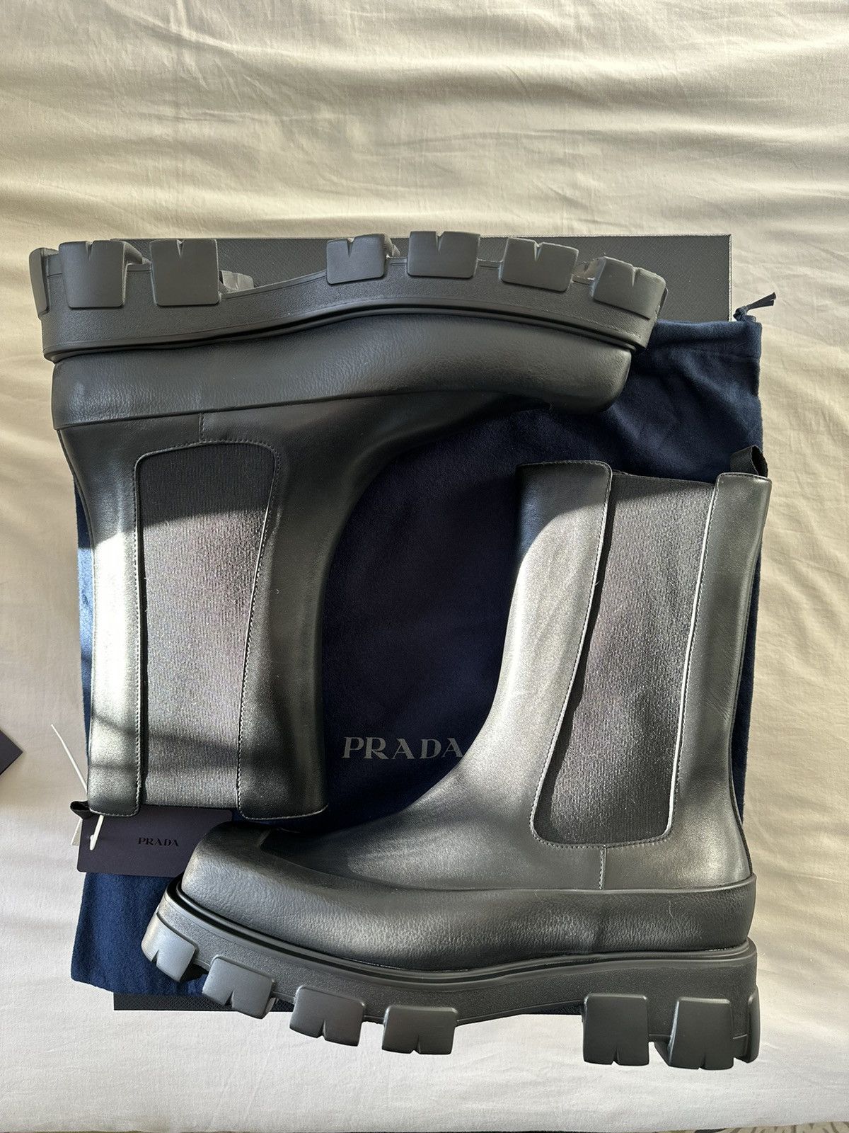 Prada Leather Chelsea Boots