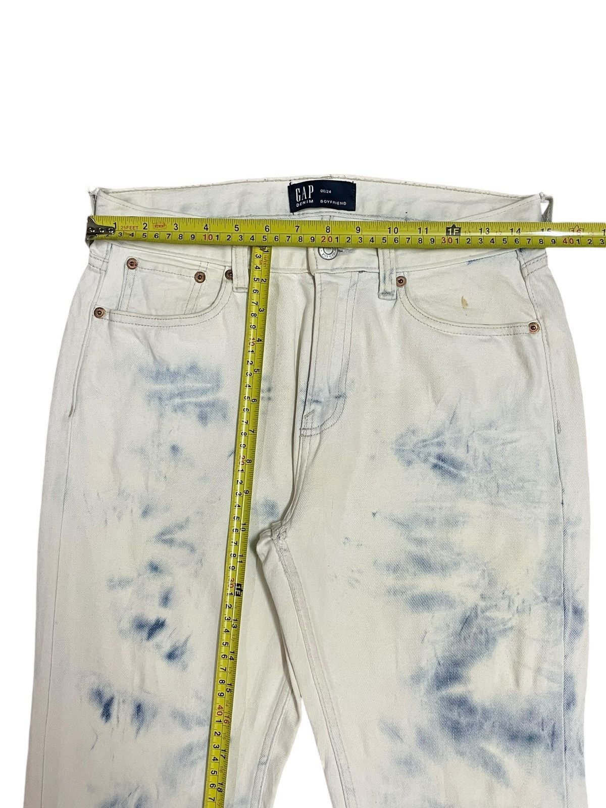 Balenciaga × Gap × Kanye West Gap Denim Indigo Tie Dye Frayed Boyfriend Jeans Size 30" / US 8 / IT 44 - 14 Thumbnail