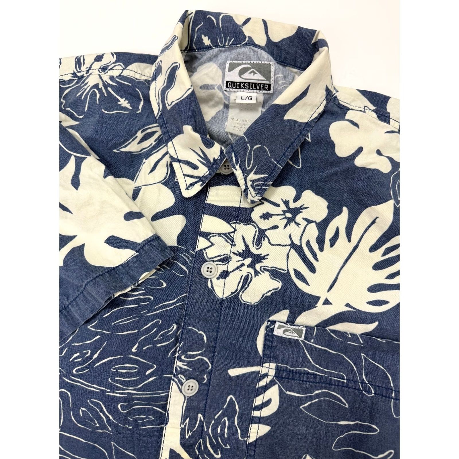 Quiksilver VINTAGE Quiksilver Shirt Men XL Hawaiian Floral Leaf Surf Skate Beach Cotton Blue 90s Size US XL / EU 56 / 4 - 2 Thumbnail