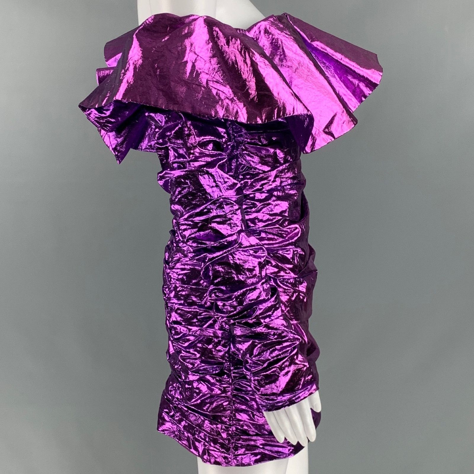 The Attico ATTICO Size 6 Purple Polyester Metallic Mini Dress Size M / US 6-8 / IT 42-44 - 3 Thumbnail