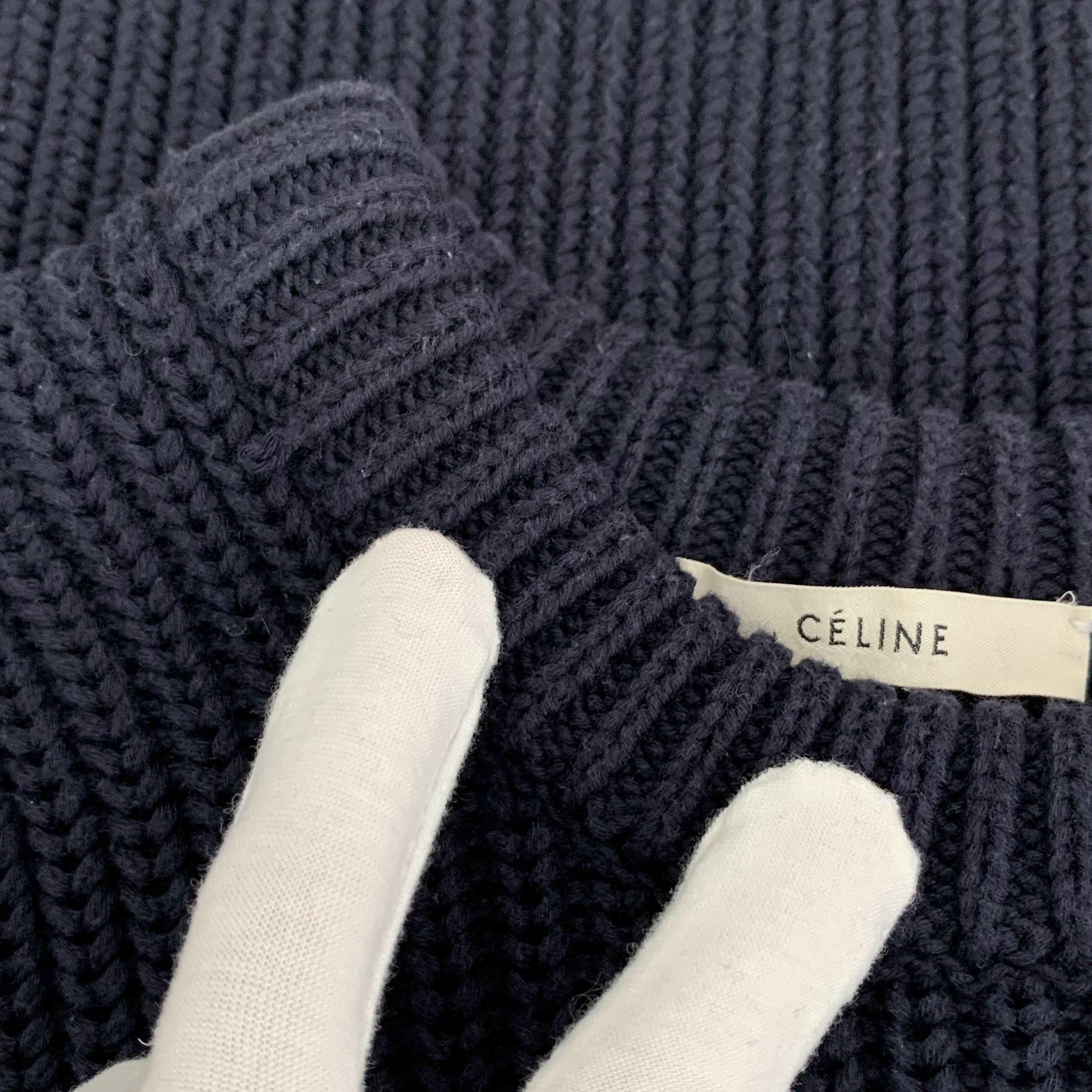 Celine Celine Navy Cotton Crewneck Knit Sweater (Size M) Size M / US 6-8 / IT 42-44 - 3 Thumbnail
