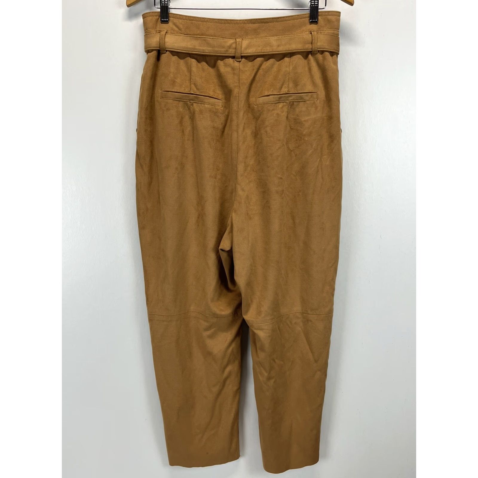 Free People Free People Paperbag High Waisted Pants Sz 12 Belted Suede Faux Brown Polyester Blend Tapered Leg Women Casual City Size 34" / US 12 / IT 48 - 3 Thumbnail