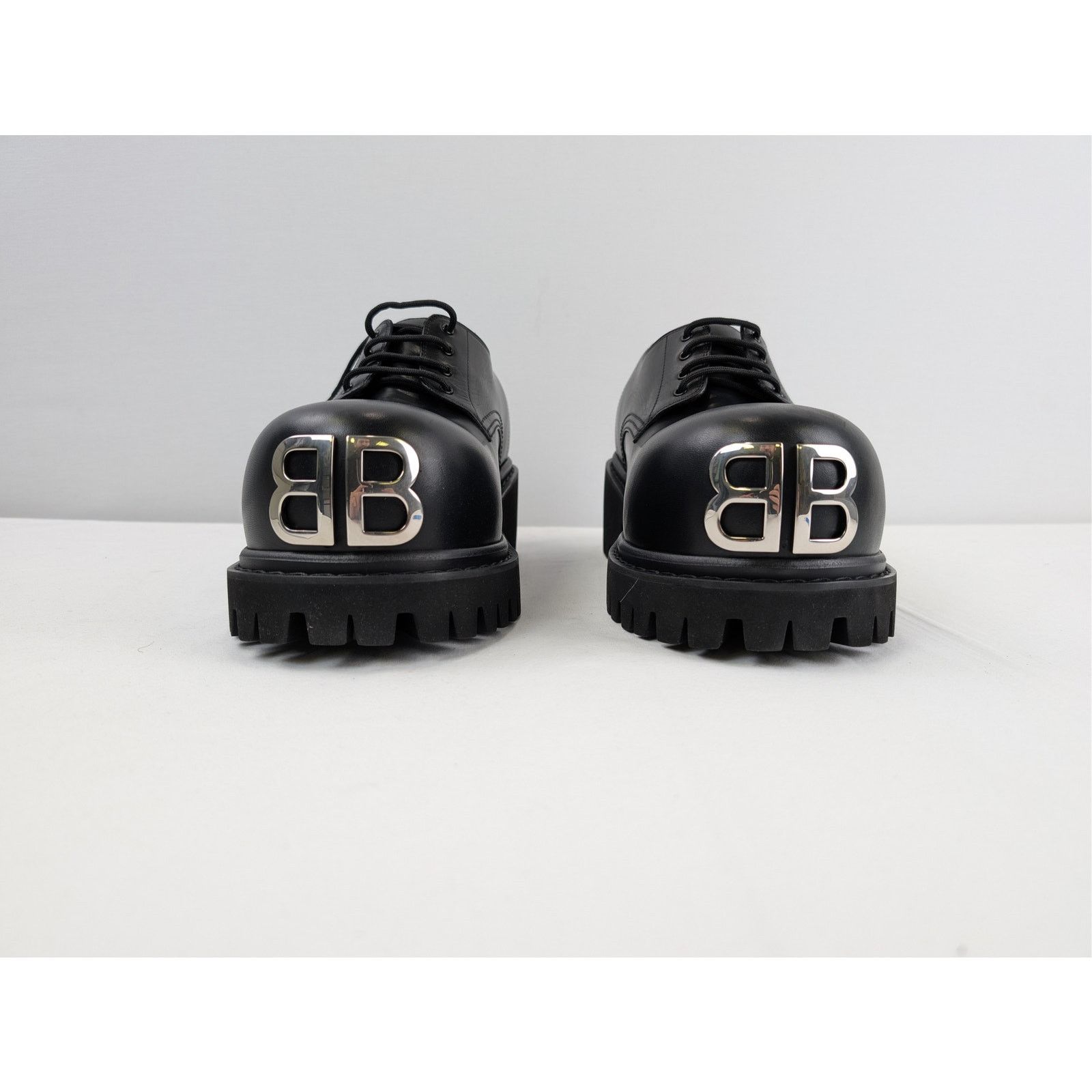 Balenciaga o1rshd1 Soft Calfskin Stomper Derbie BB Boots in Black Size US 6 / EU 39 - 9 Thumbnail