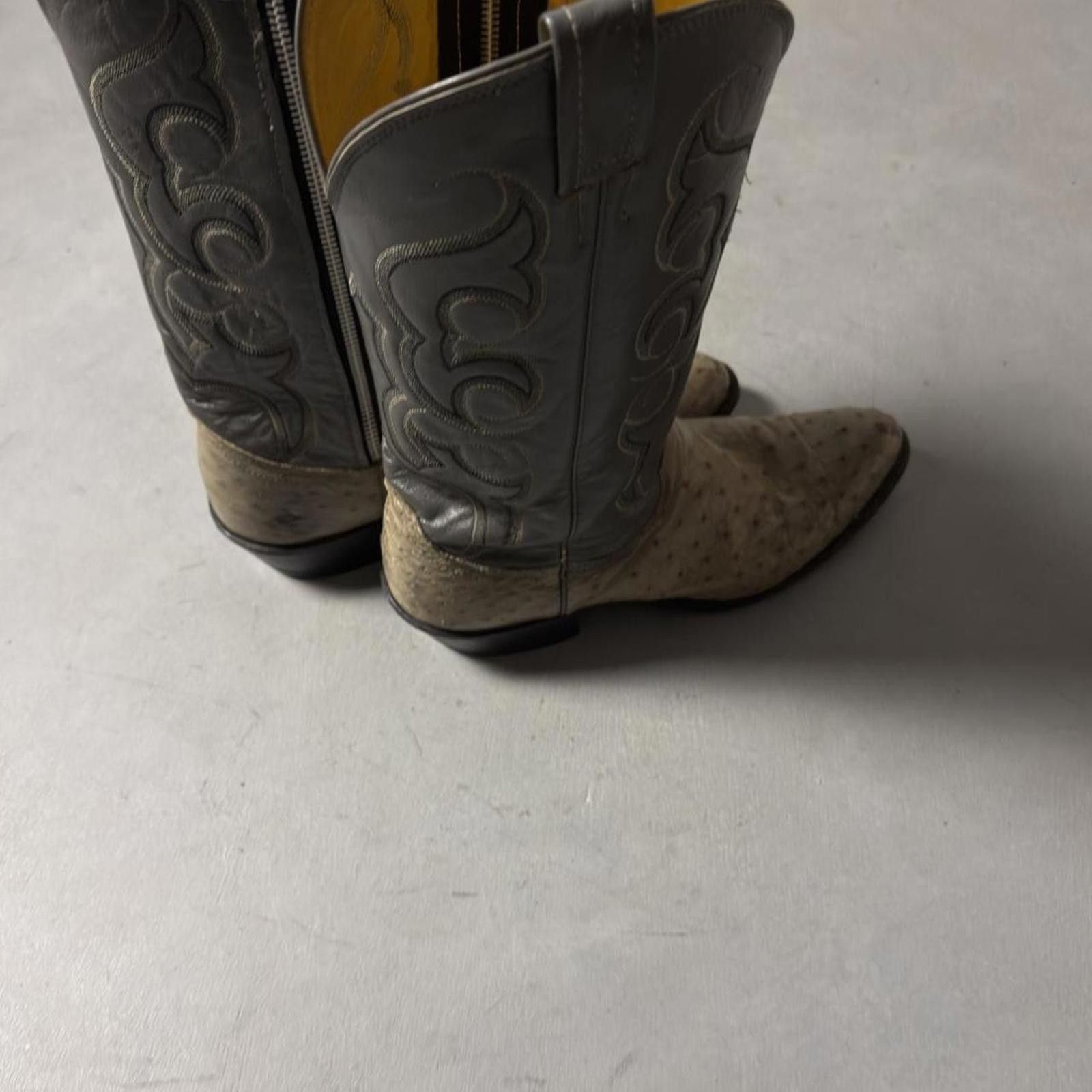 Acme Clothing Vintage Nocona Ostrich Leather Cowboy Boots WesternRodeo Size US 9.5 / EU 42-43 - 5 Thumbnail