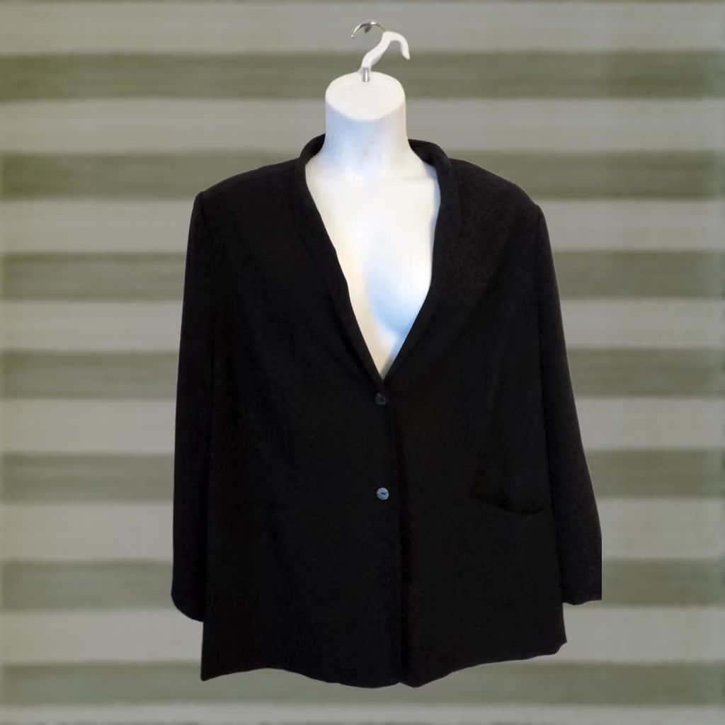 Vintage VINTAGE Maggie Barnes Blazer Jacket 28W Black Plus Size Womens Blazer Basic Jacket 28 Black Maggie Barnes Womens Blazer jacket Size 4XL / US 24-26 - 1 Thumbnail