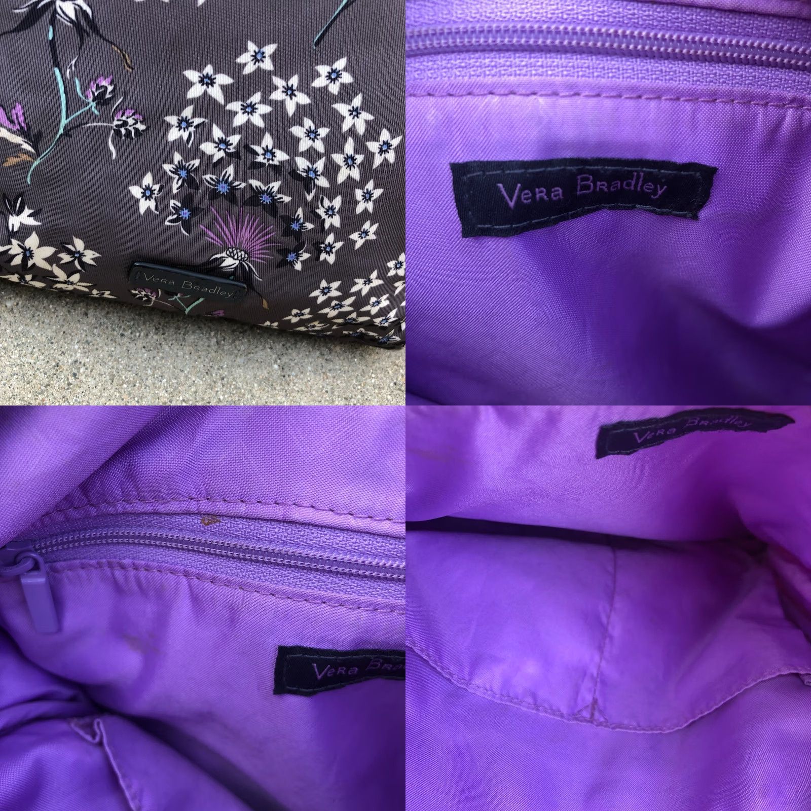 Vera Bradley VERA BRADLEY Floral Crossbody Purse Purple Shoulder Bag Women's Zipper Bag Crossbody Purse Purple Pattern Floral 11" W x 10" H Medium Violet Womens Size ONE SIZE - 8 Thumbnail