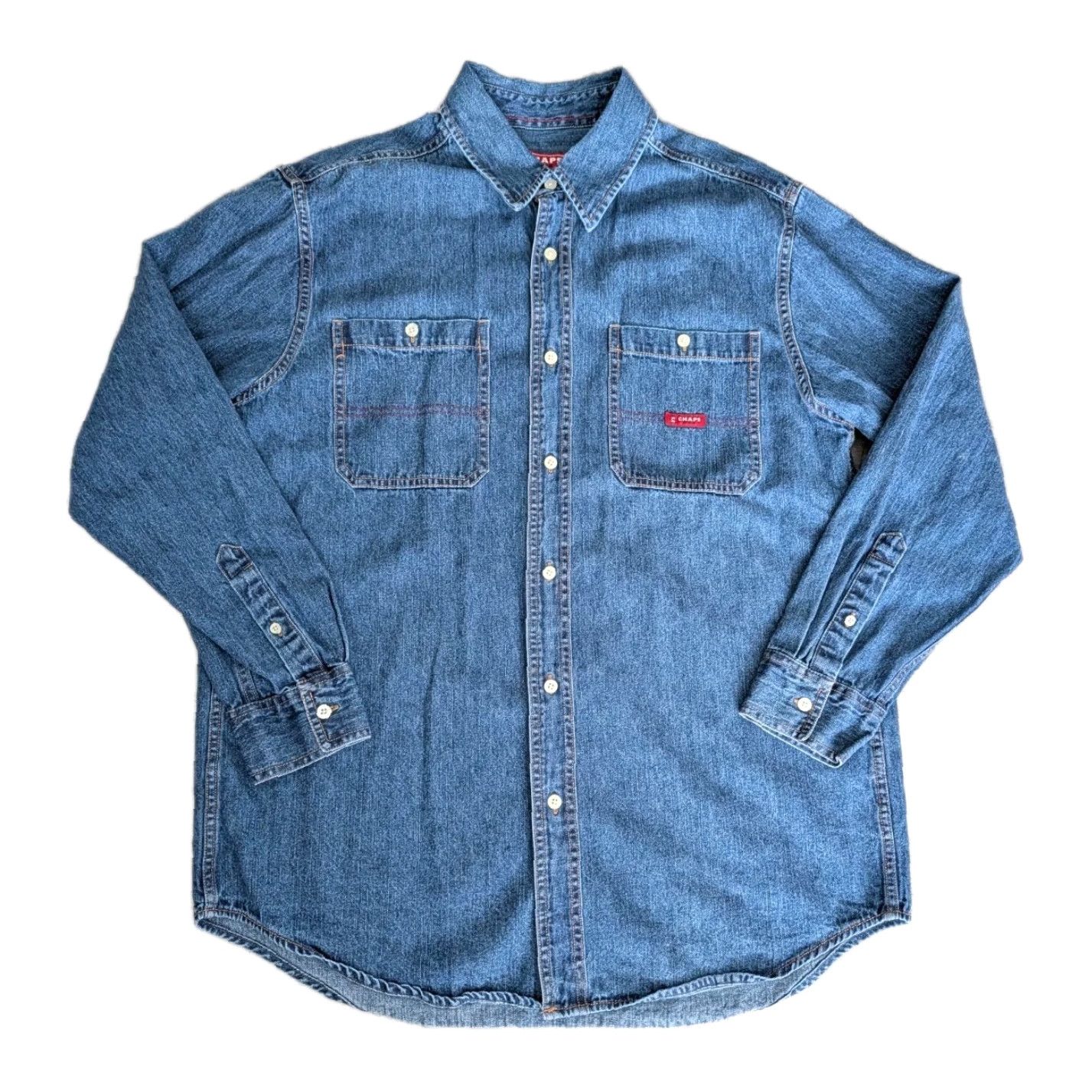 Chaps VINTAGE Chaps Ralph Lauren Shirt Denim Blue Button-Up Mens M Long Sleeve Size US M / EU 48-50 / 2 - 2 Thumbnail