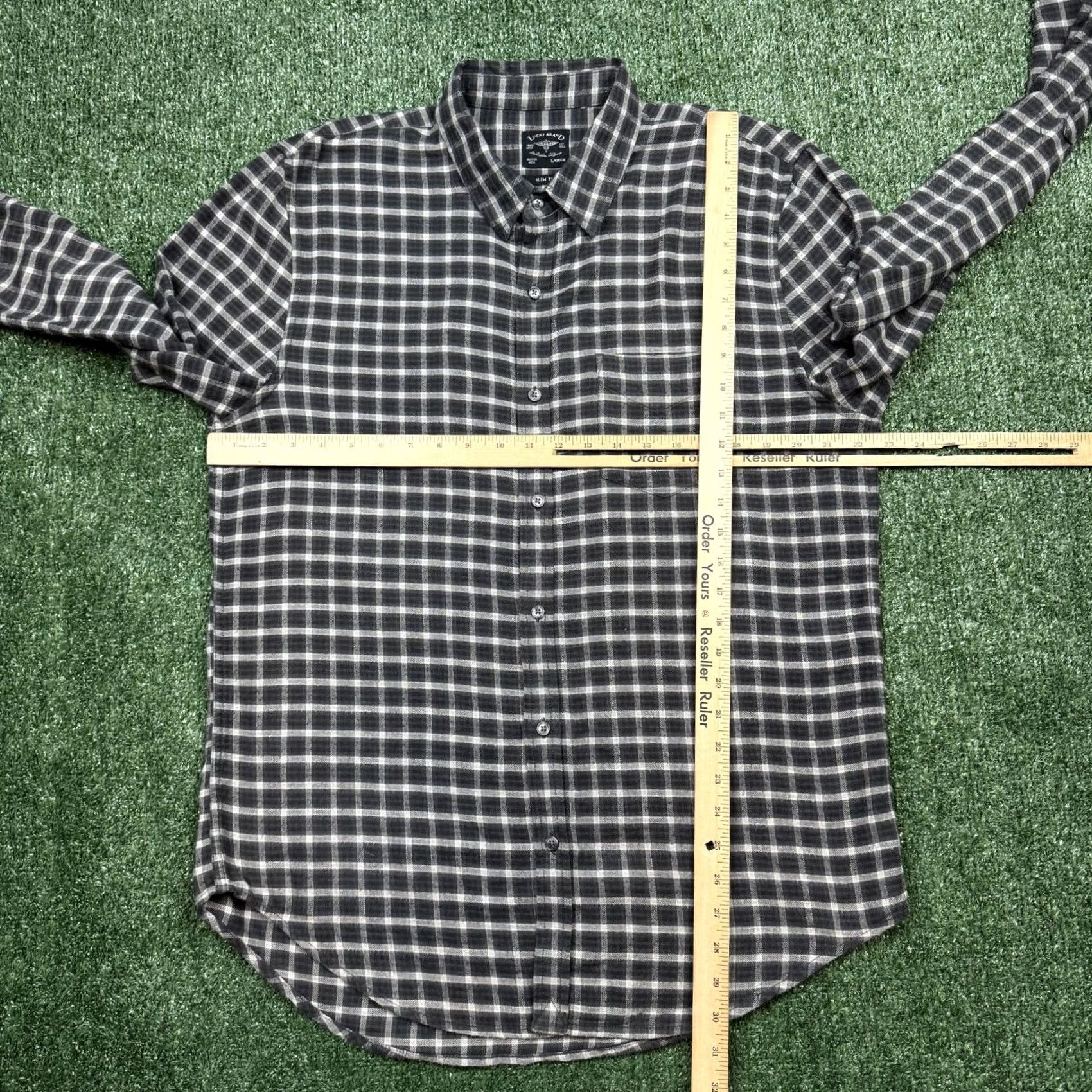 Lucky Brand Lucky Brand Button Up Shirt Men's L Black Long Sleeve Plaid Flannel Slim Size US L / EU 52-54 / 3 - 5 Thumbnail