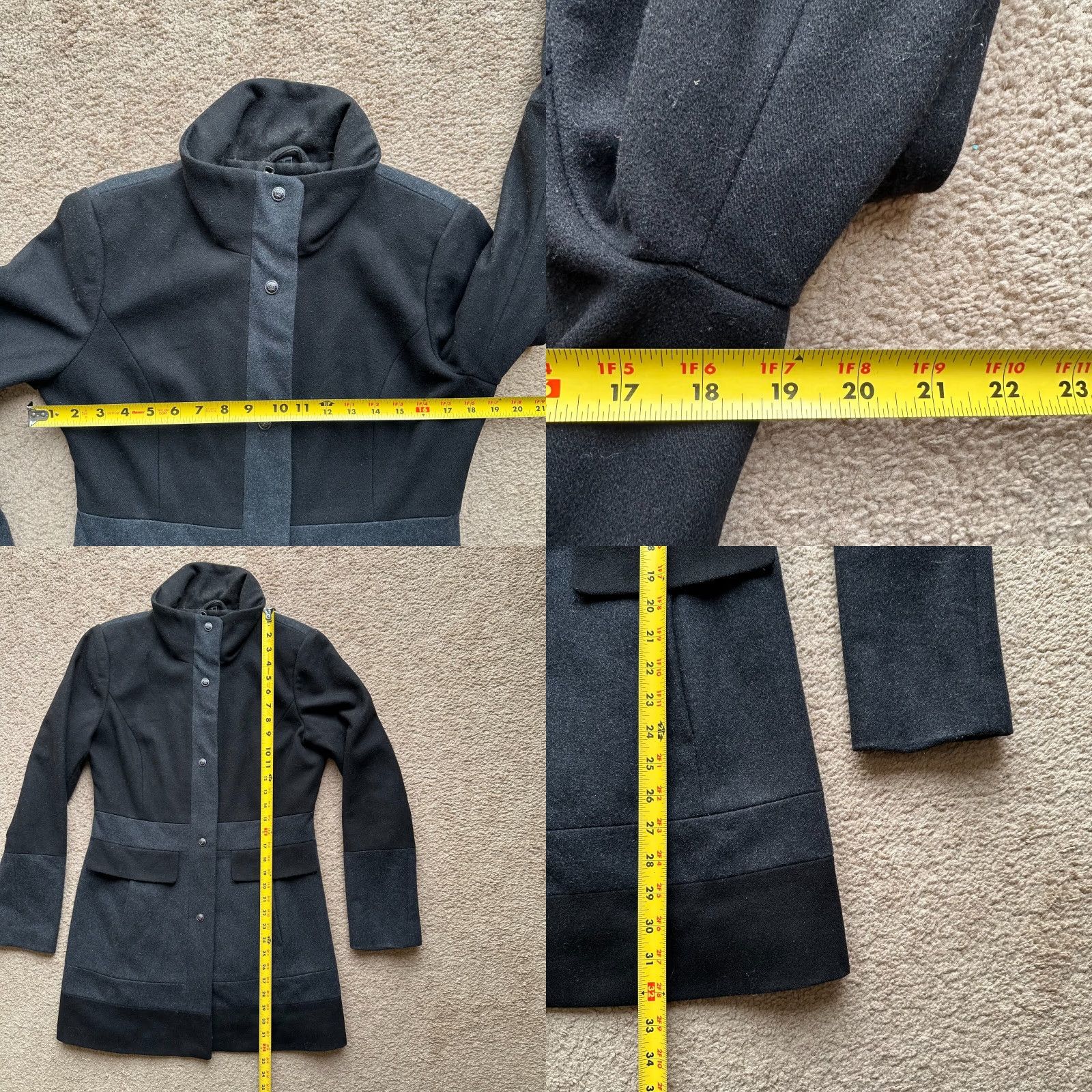 Guess GUESS Jacket Womens Medium Wool Blend Full Zip Mock Neck Black Pockets Size M / US 6-8 / IT 42-44 - 8 Thumbnail