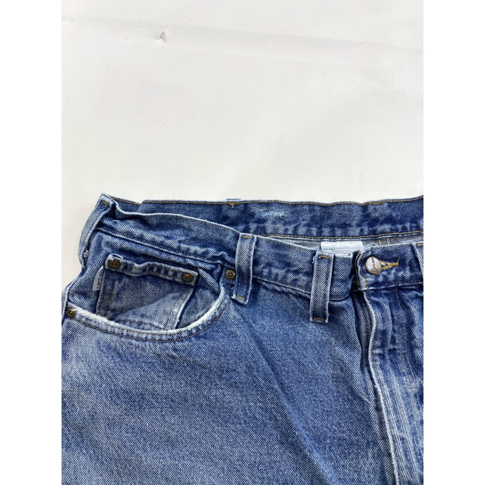 Carhartt VINTAGE Carhartt Jeans Mens 41x25 Cut Off Distressed Blue Straight 41 Mens Inst? Wait Size US 41 - 4 Thumbnail