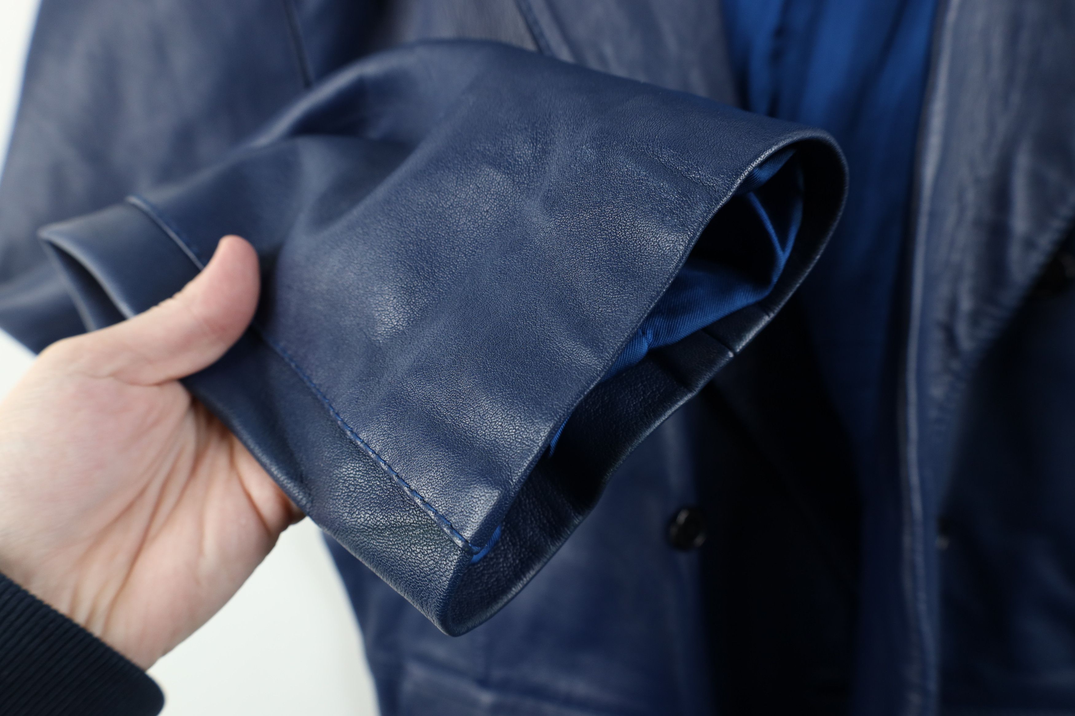Vintage Vintage 90s Streetwear Leather Suit Coat Blazer Jacket Blue Size US M / EU 48-50 / 2 - 7 Thumbnail