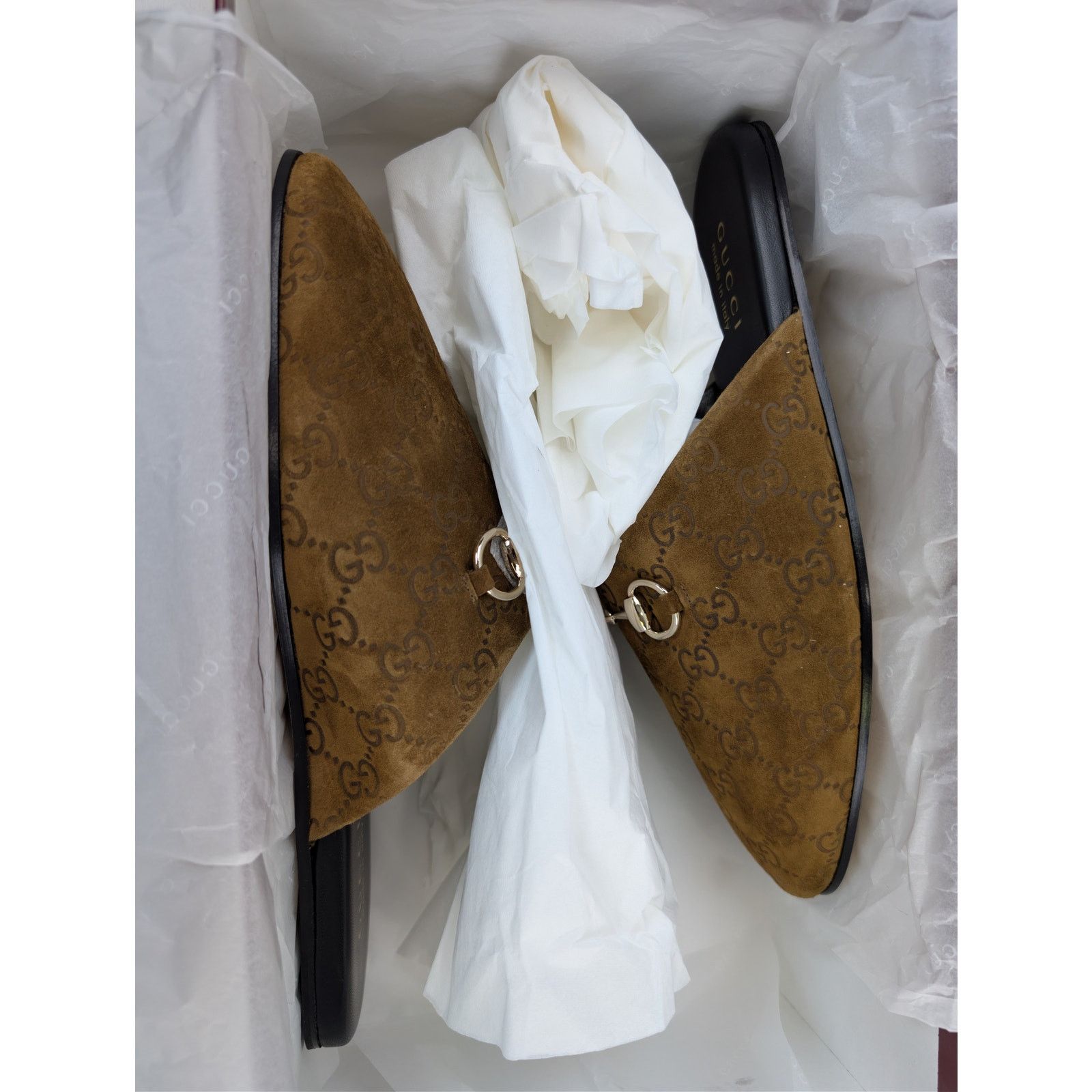 Gucci o1rshd1 men's GG Monogram Horsebit mules Slippers in brown Size US 9.5 / EU 42-43 - 20 Thumbnail