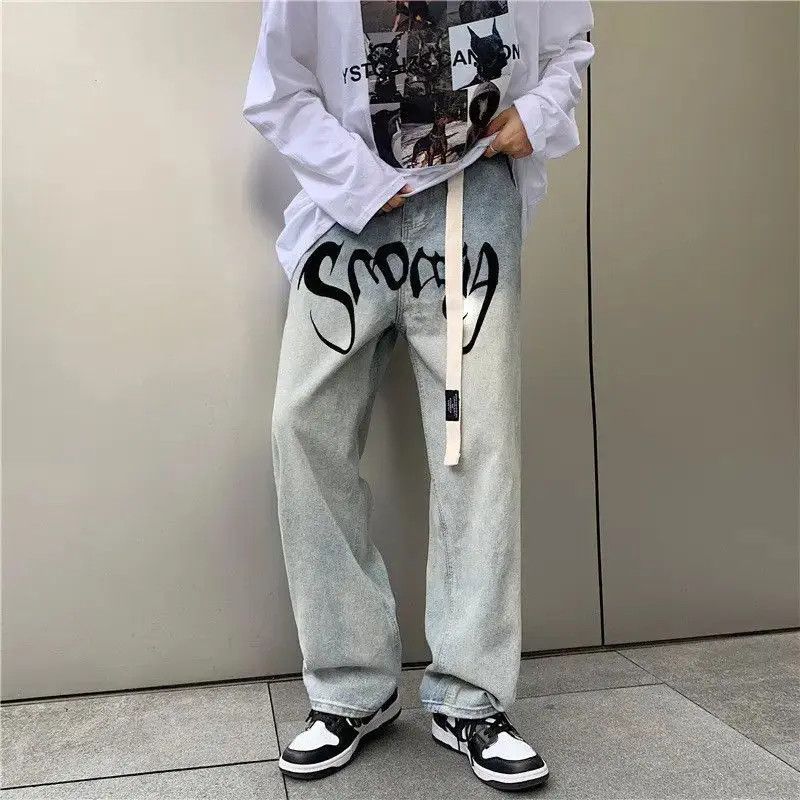 Japanese Brand Retro loose wide leg printed jeans Size US 32 / EU 48 - 2 Thumbnail