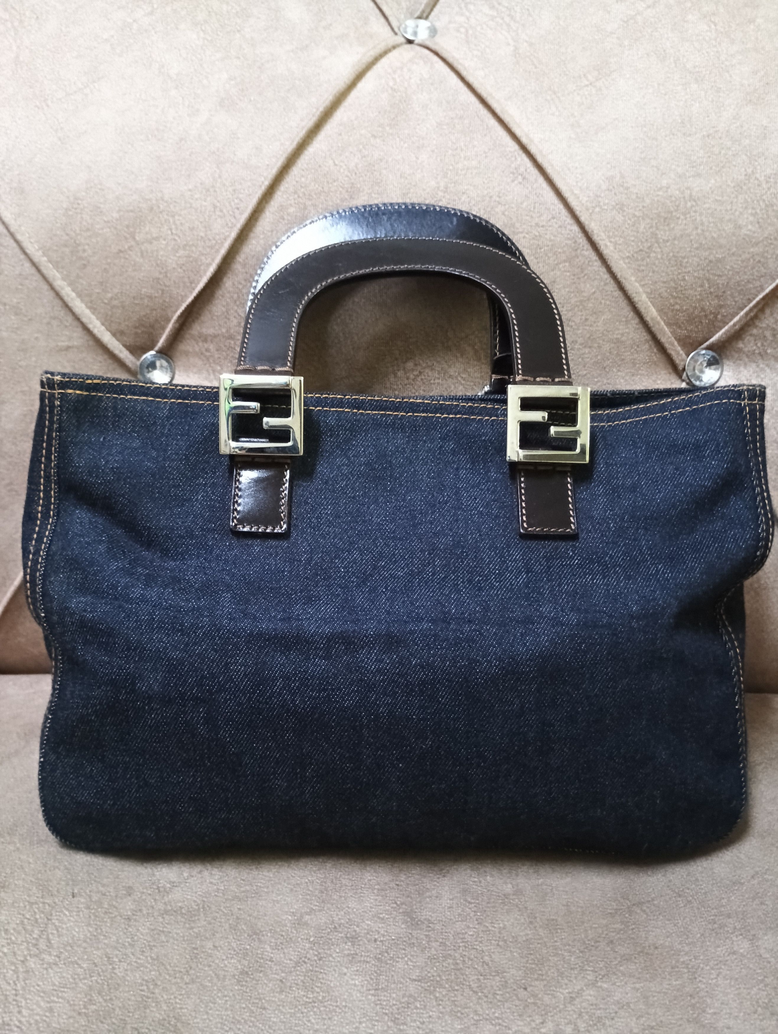 Fendi Denim Tote Bag in Blue, Women's