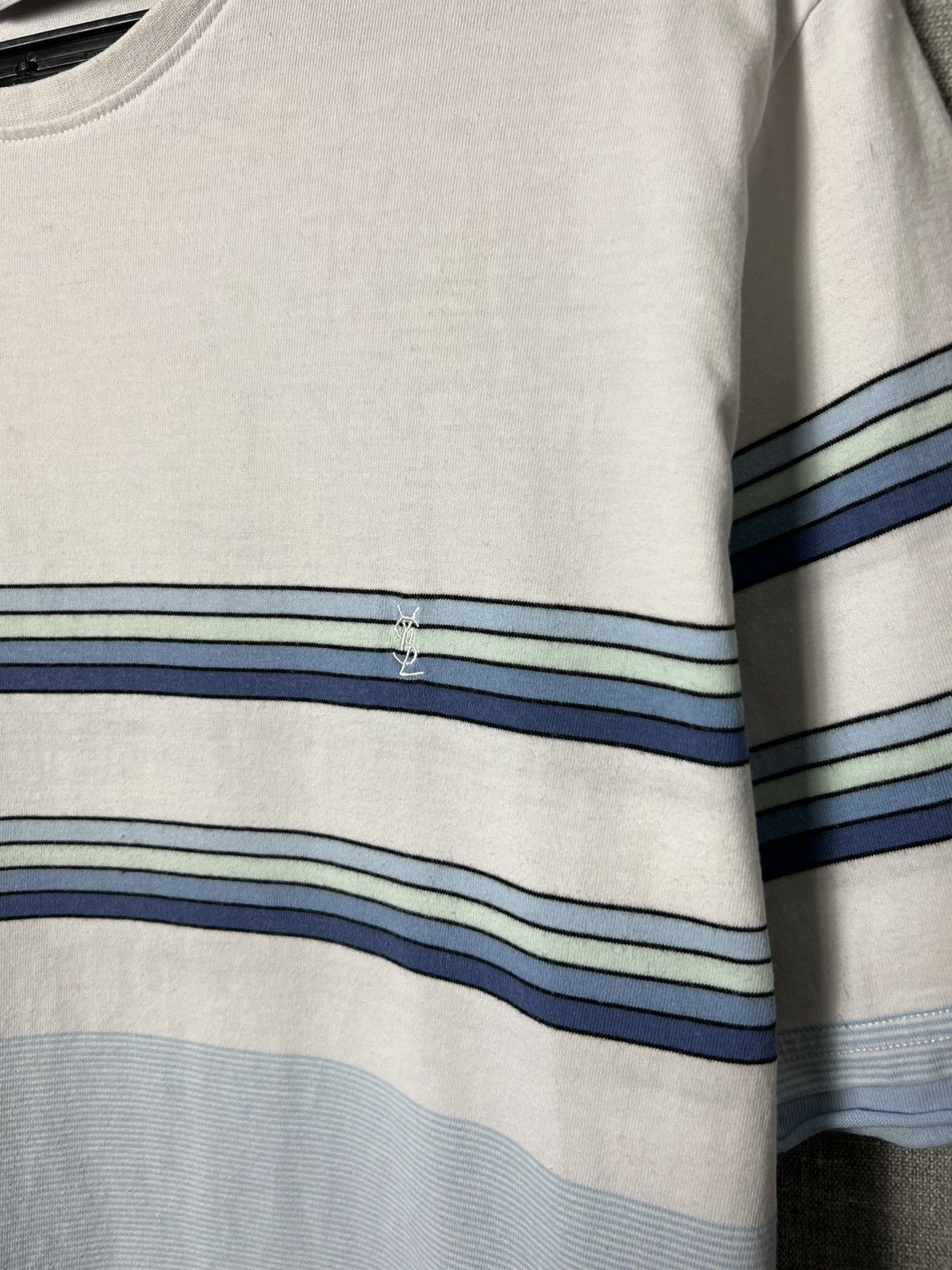 Vintage × Yves Saint Laurent Rare Yves Saint Laurent Striped Tee Embroidered Small Logo Size US M / EU 48-50 / 2 - 4 Thumbnail