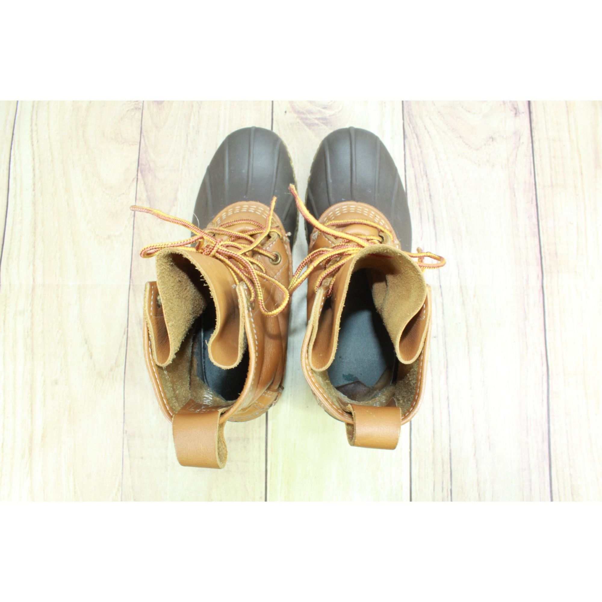 L.L. Bean LL Bean Women's Lace Up Unlined Ankle Duck Boots Brown Leath Size US 7 / IT 37 - 7 Thumbnail