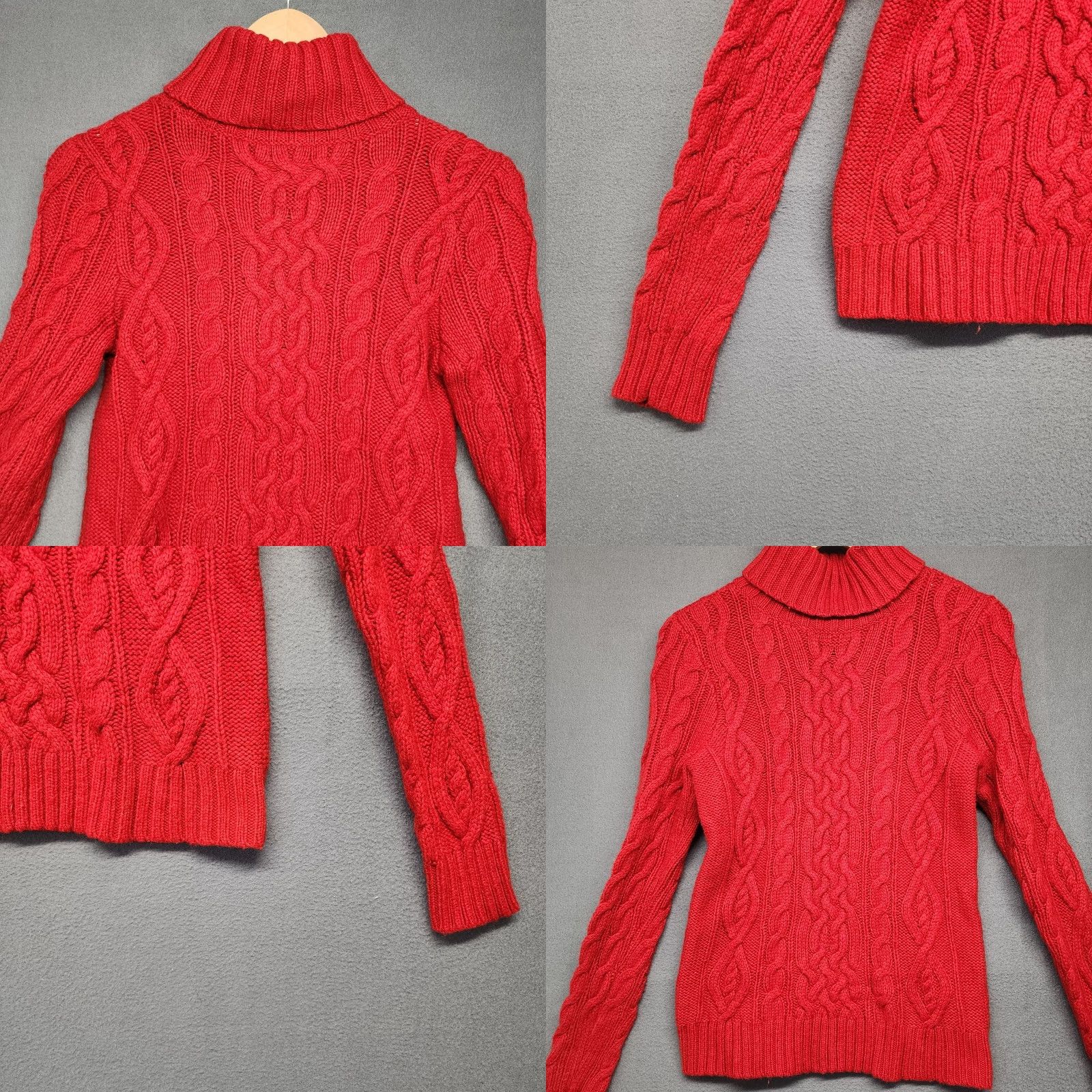 Ralph Lauren VINTAGE Ralph Lauren Sweater Womens Large Petite Red Cable-Knit Turtleneck Wool Blend Pullover Long Sleeve Womens Men’s? Size L / US 10 / IT 46 - 8 Thumbnail
