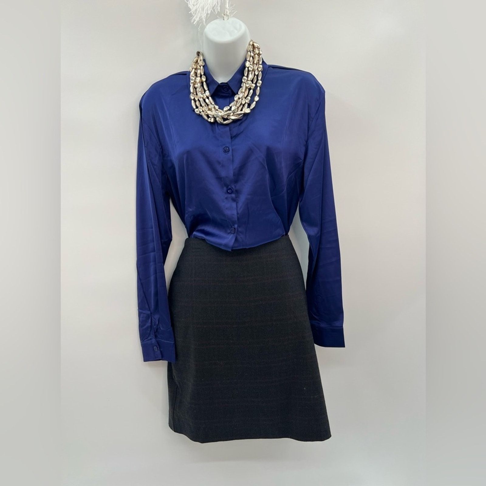 & Other Stories Blue Satin Shirt for Women Buttoned Long Sleeve Tunic Top Size L / US 10 / IT 46 - 1 Thumbnail
